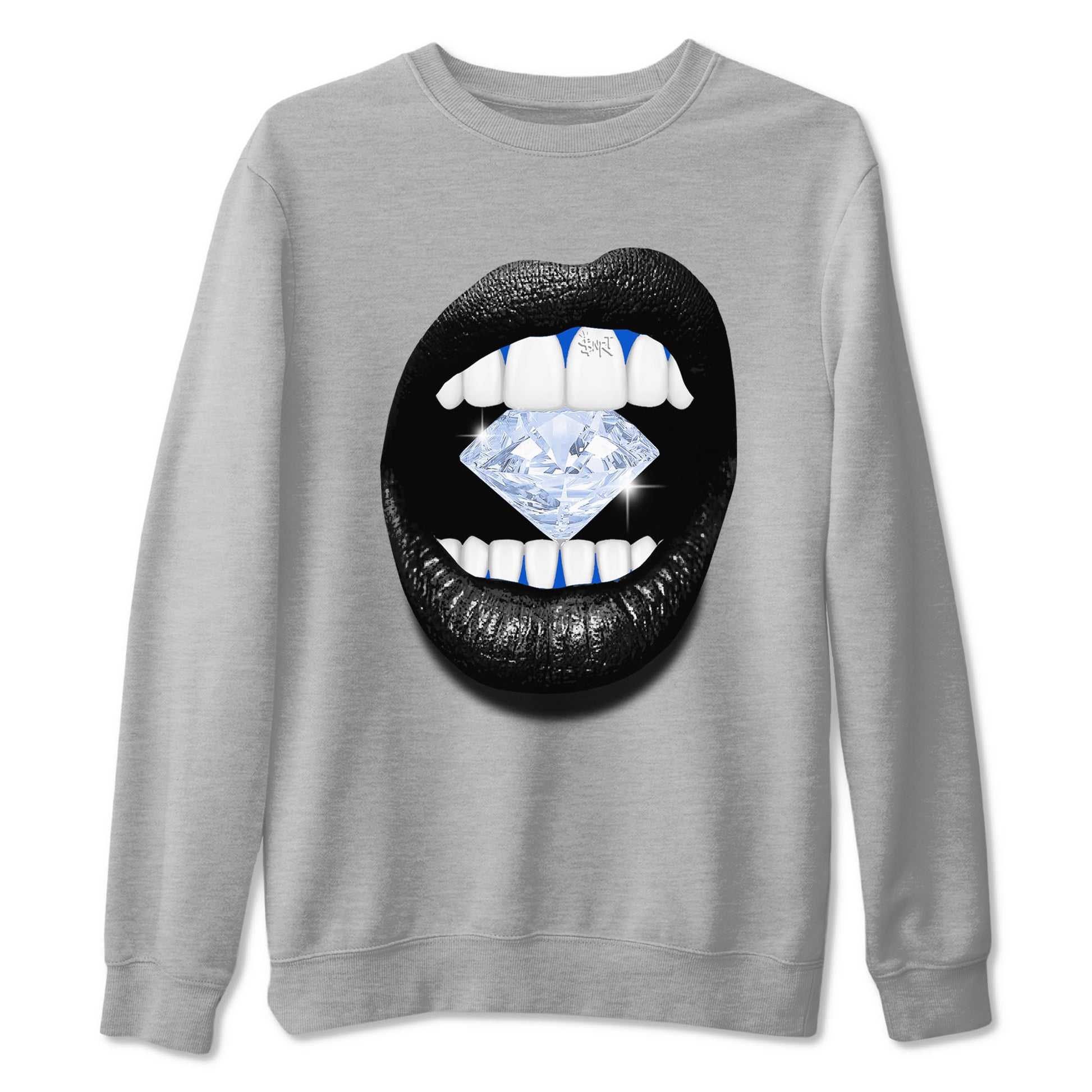 11s Black and Varsity Royal shirt to match jordans Lips Diamond sneaker tees AJ11 Black and Varsity Royal SNRT sneaker Release Tees unisex cotton Heather Grey 2 crew neck shirt