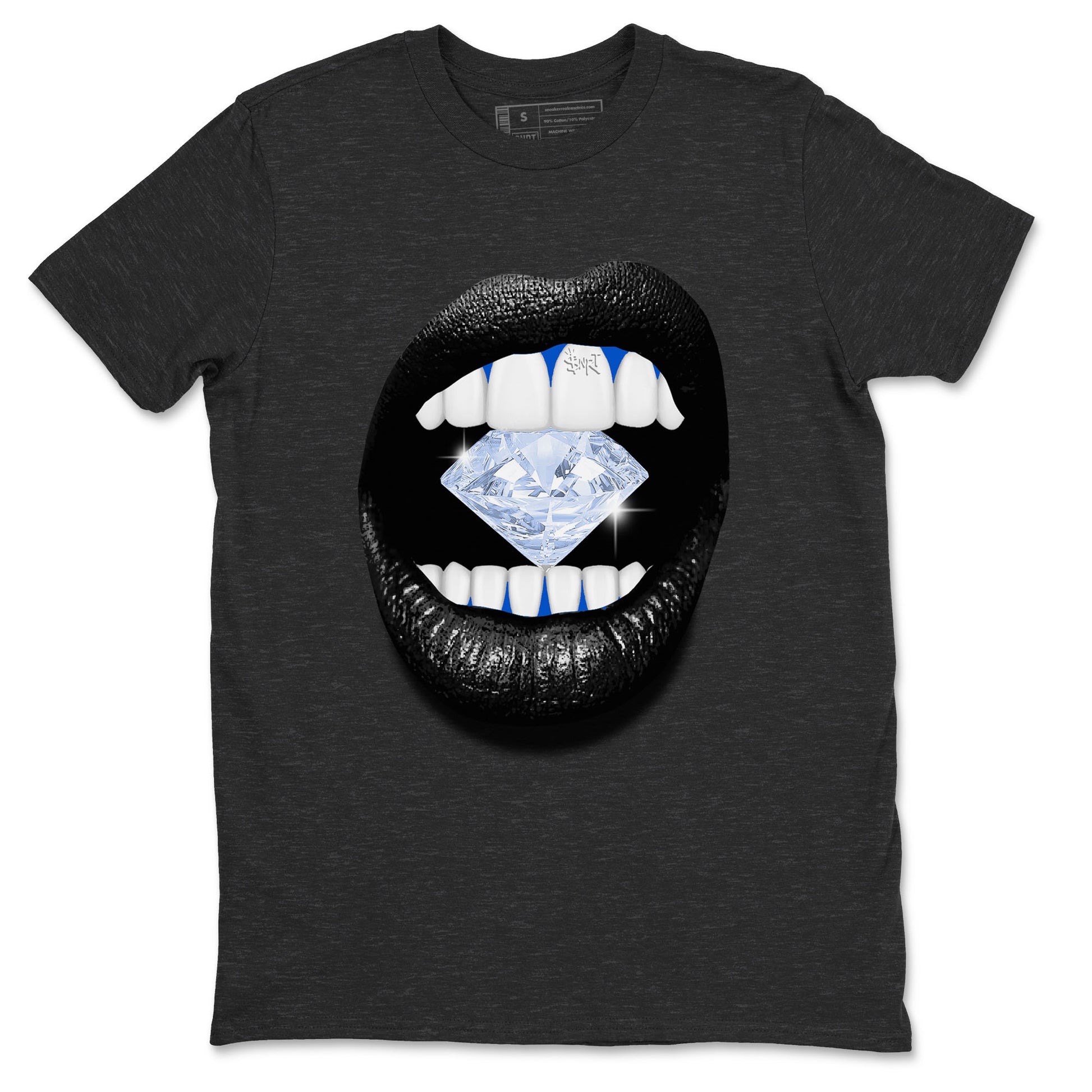 11s Black and Varsity Royal shirt to match jordans Lips Diamond sneaker tees AJ11 Black and Varsity Royal SNRT sneaker Release Tees unisex cotton Charcoal Heather 2 crew neck shirt
