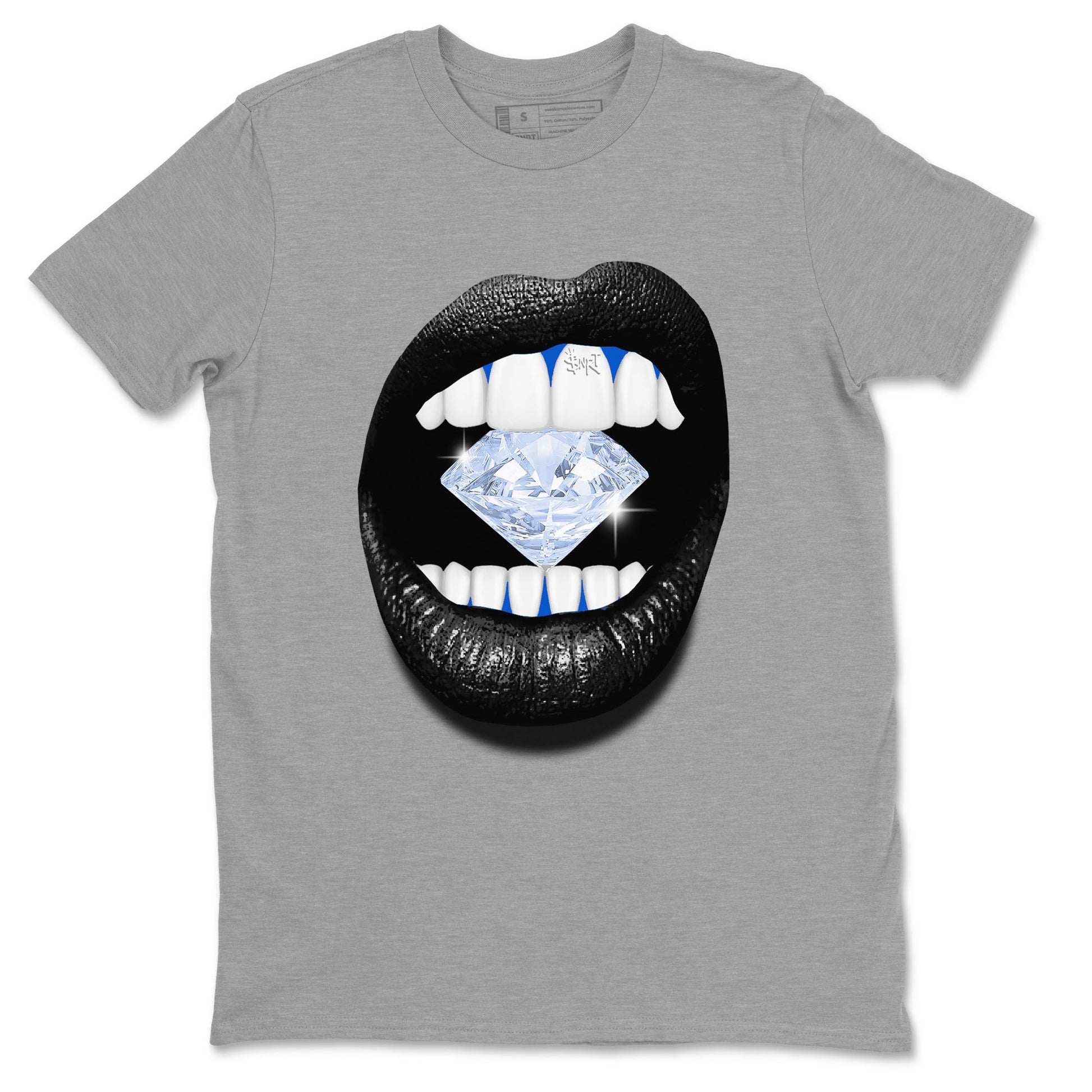 11s Black and Varsity Royal shirt to match jordans Lips Diamond sneaker tees AJ11 Black and Varsity Royal SNRT sneaker Release Tees unisex cotton Heather Grey 2 crew neck shirt