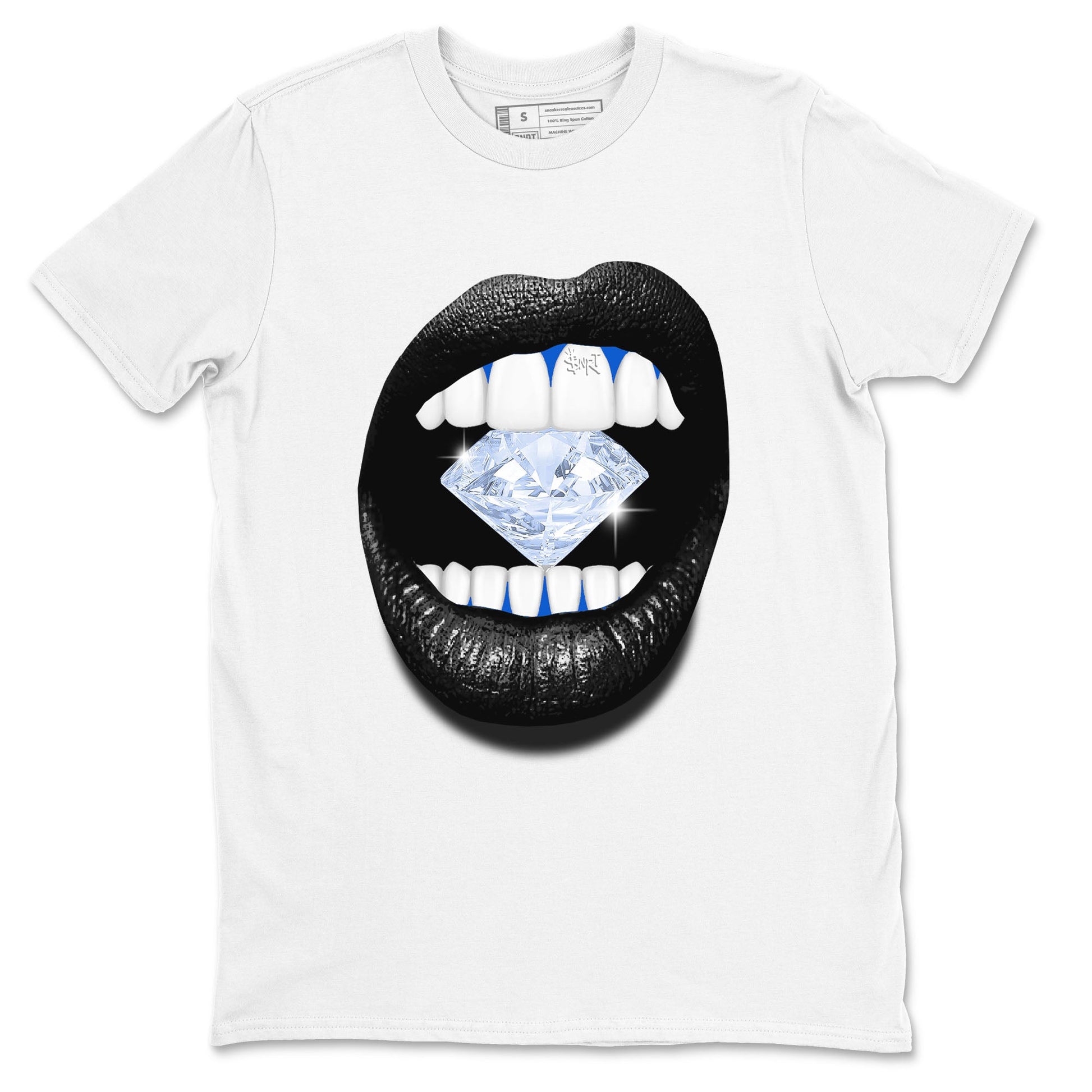 11s Black and Varsity Royal shirt to match jordans Lips Diamond sneaker tees AJ11 Black and Varsity Royal SNRT sneaker Release Tees unisex cotton White 2 crew neck shirt