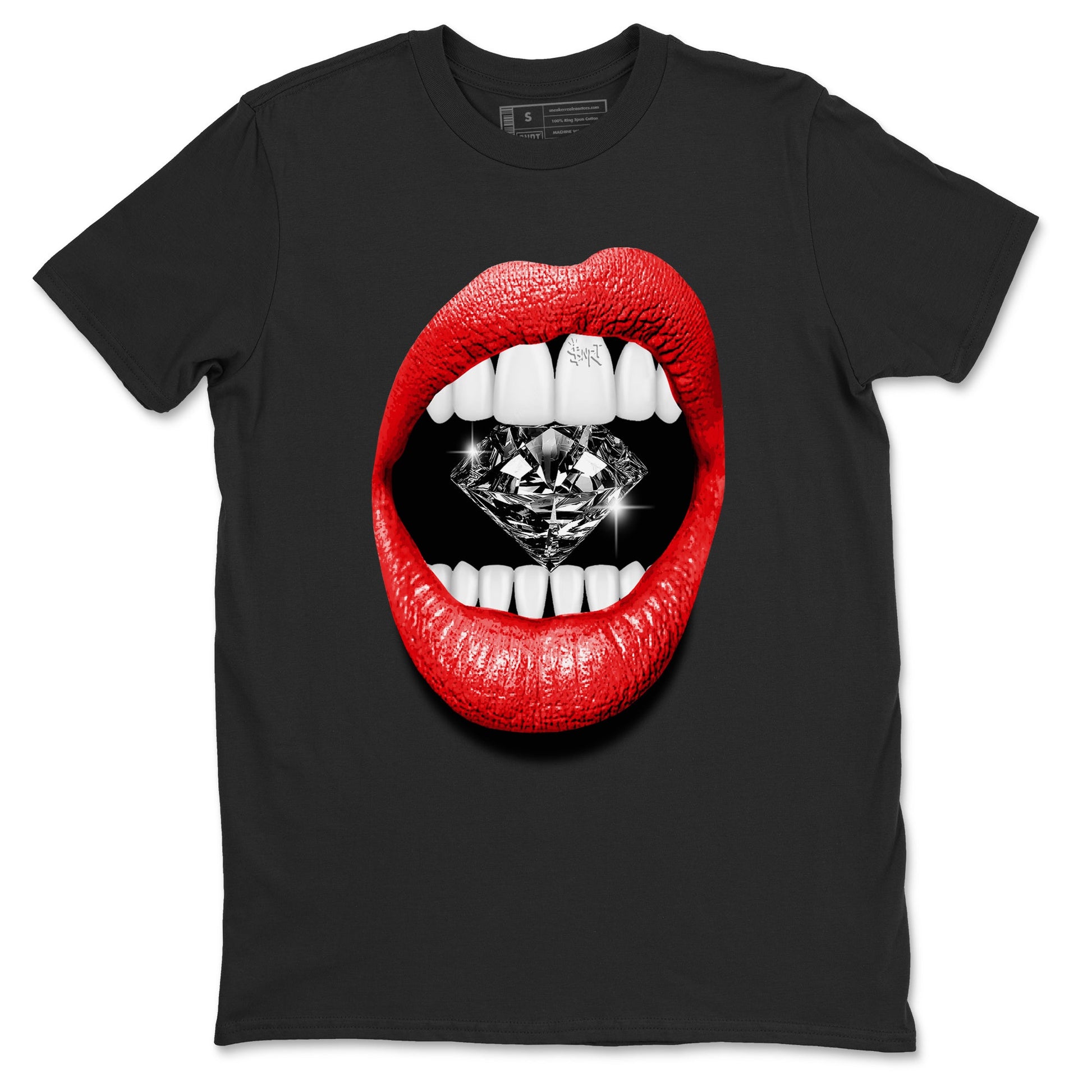 11s Bred Velvet shirts to match jordans Lips Diamond sneaker match tees Air Jordan 11 Bred Velvet match shoes to clothes SNRT Sneaker Tees unisex cotton Black 2 shirts