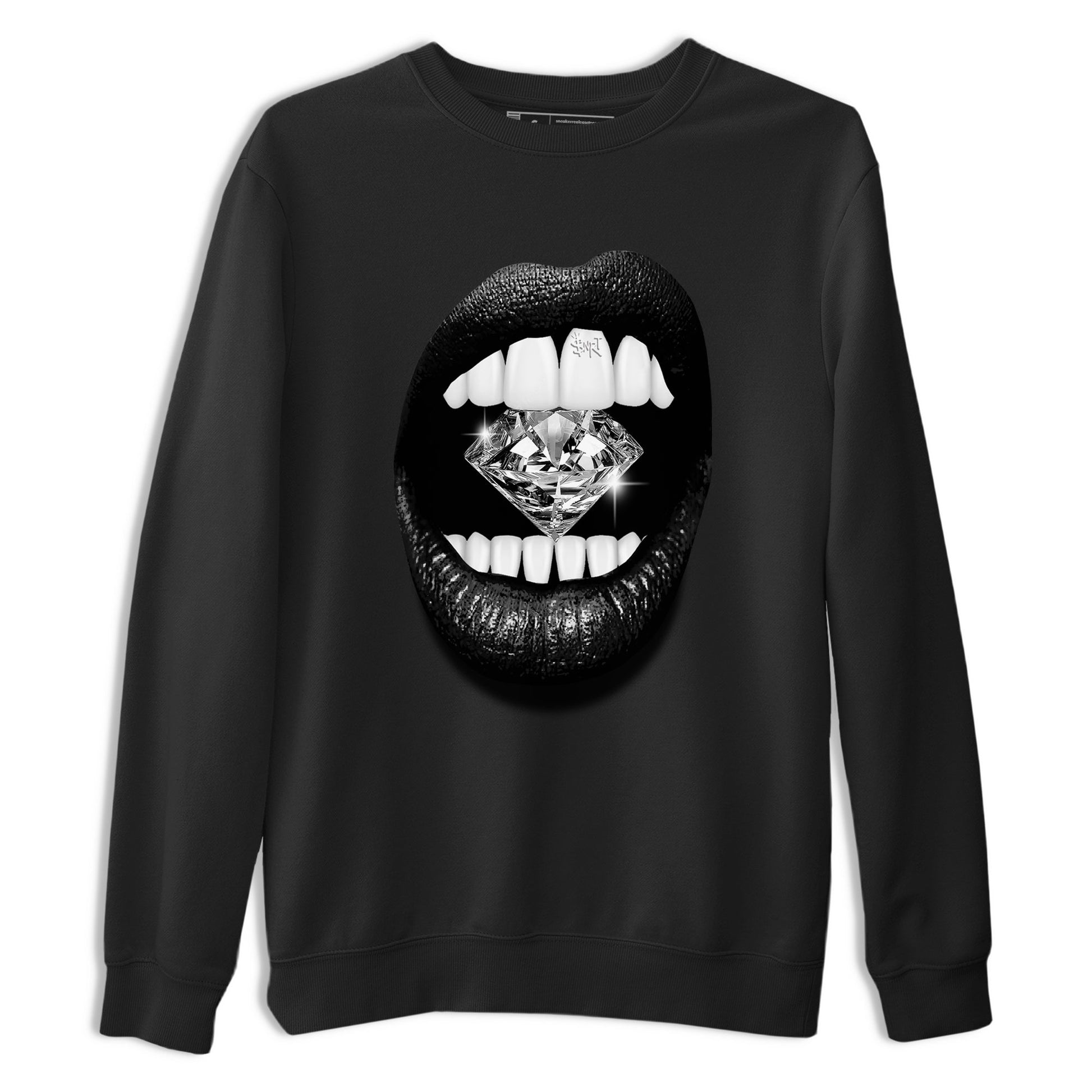 4s Black Cat Sneaker match tees – Sneaker Tees To Match Air Jordan 4 Black Cat Shoes – Lips Diamond Tee Black 2