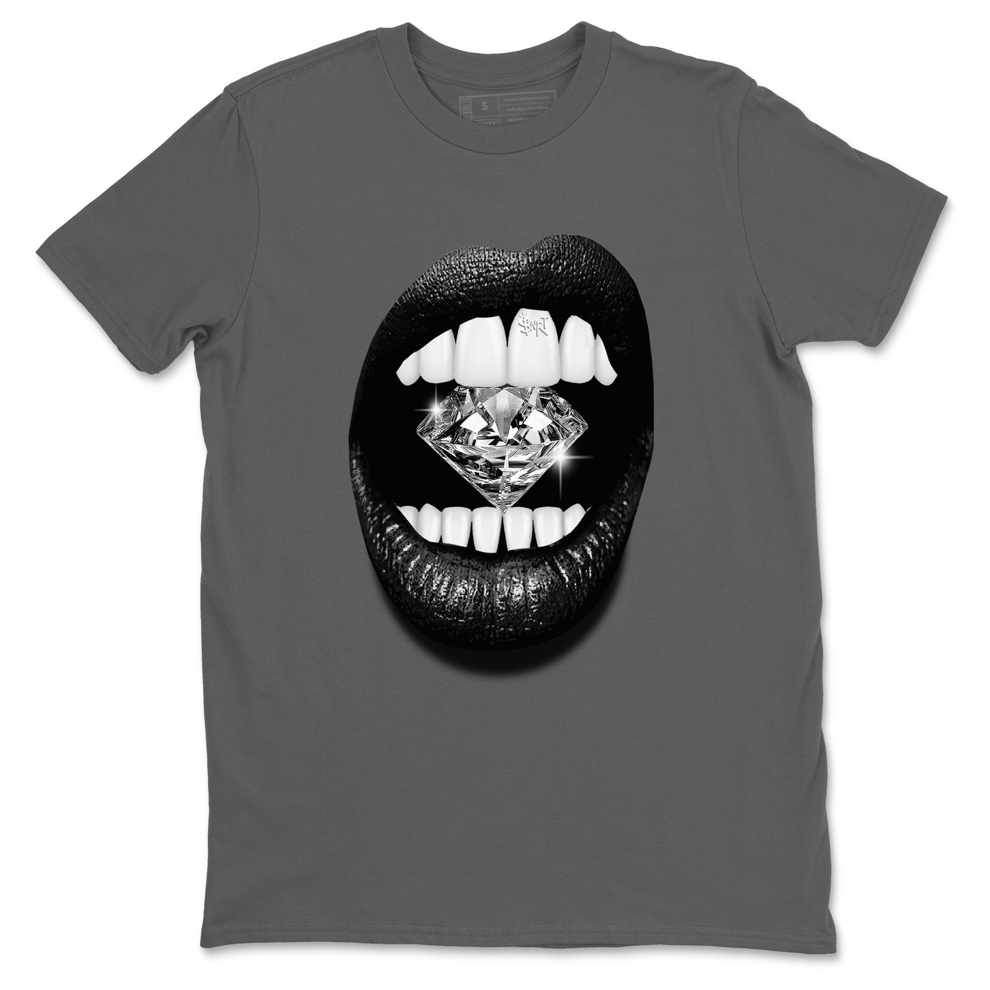 4s Black Cat Sneaker match tees – Sneaker Tees To Match Air Jordan 4 Black Cat Shoes – Lips Diamond Tee Cool Grey 2