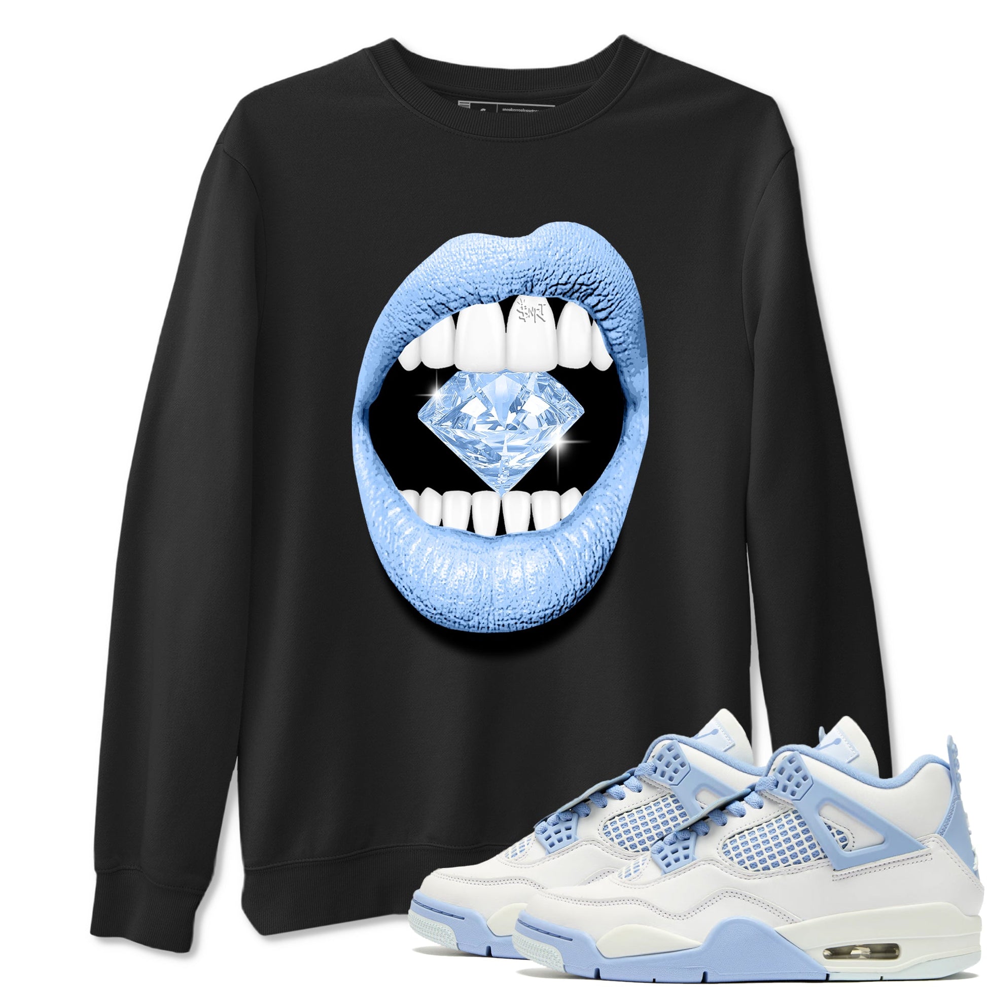 4s Forget Me Not shirts to match jordans Lips Diamond graphic tees Air Jordan 4 Forget Me Not match shoes to clothes SNRT Sneaker Tees unisex cotton Black 1 shirts