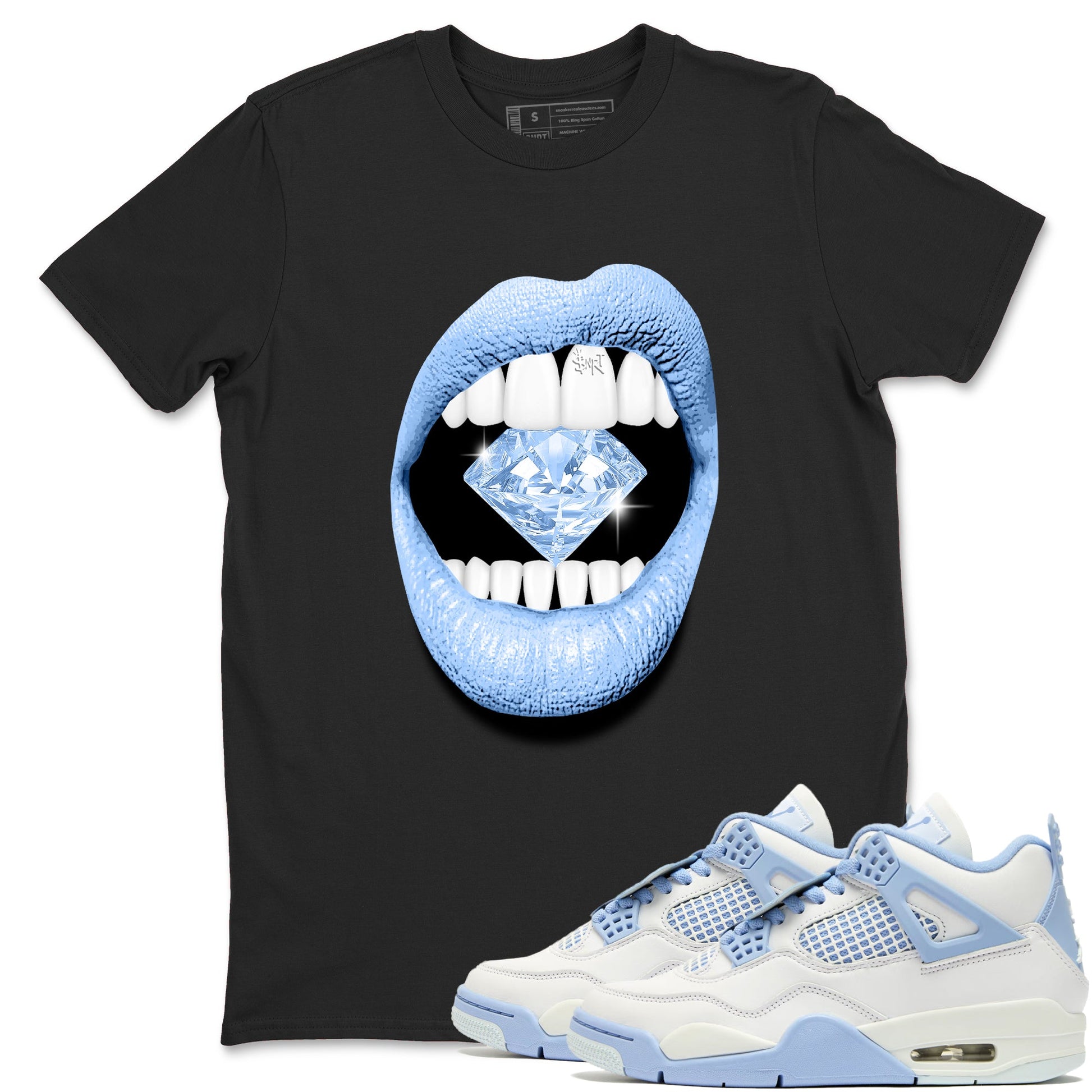 4s Forget Me Not shirts to match jordans Lips Diamond graphic tees Air Jordan 4 Forget Me Not match shoes to clothes SNRT Sneaker Tees unisex cotton Black 1 shirts