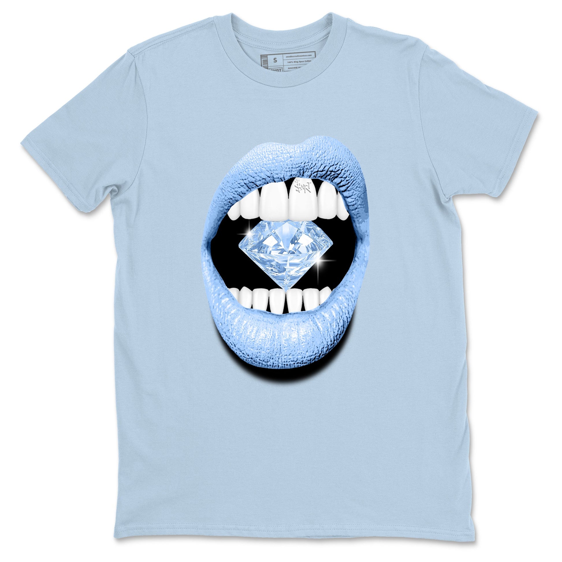 4s Forget Me Not shirts to match jordans Lips Diamond graphic tees Air Jordan 4 Forget Me Not match shoes to clothes SNRT Sneaker Tees unisex cotton Light Blue 2 shirts