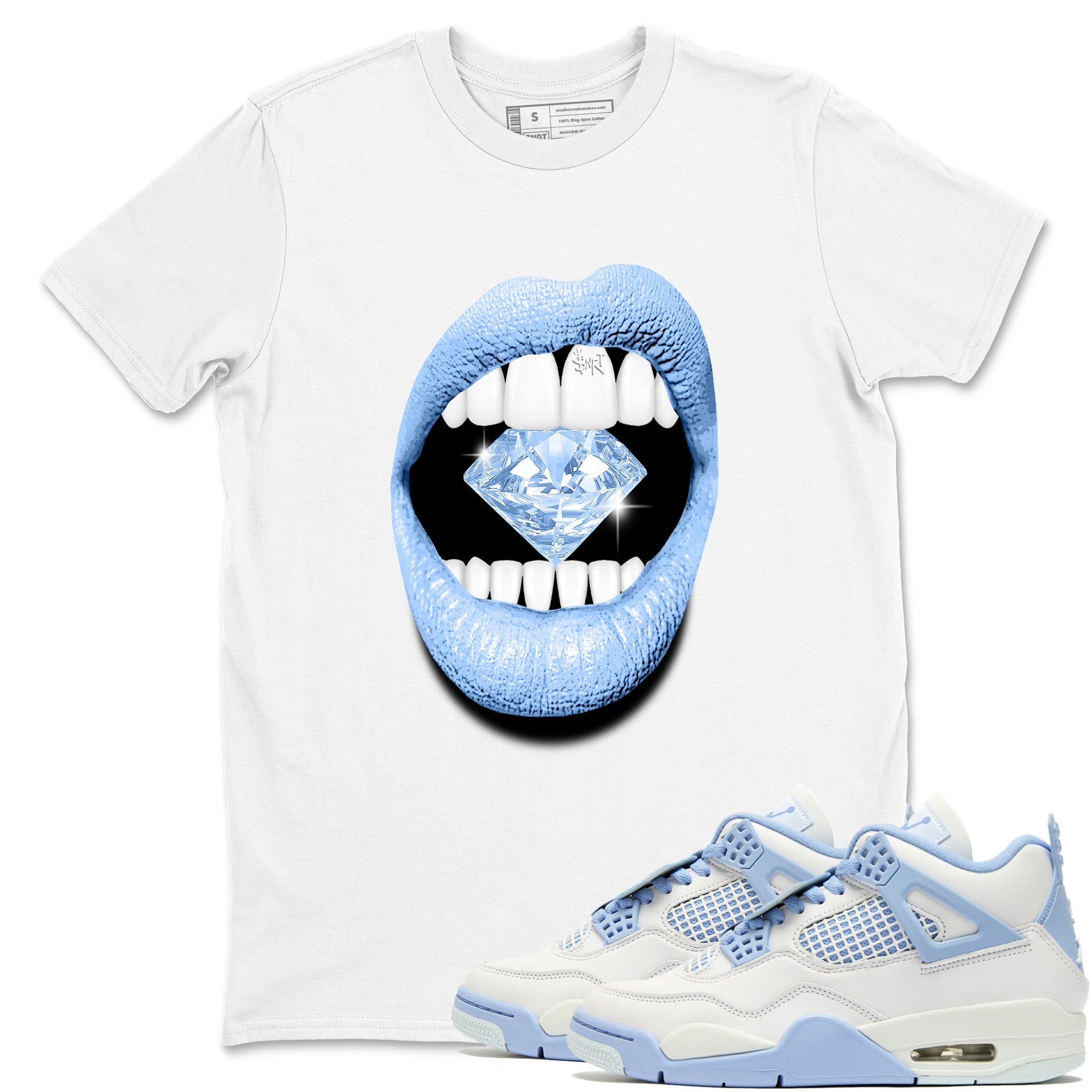 4s Forget Me Not shirts to match jordans Lips Diamond graphic tees Air Jordan 4 Forget Me Not match shoes to clothes SNRT Sneaker Tees unisex cotton White 1 shirts