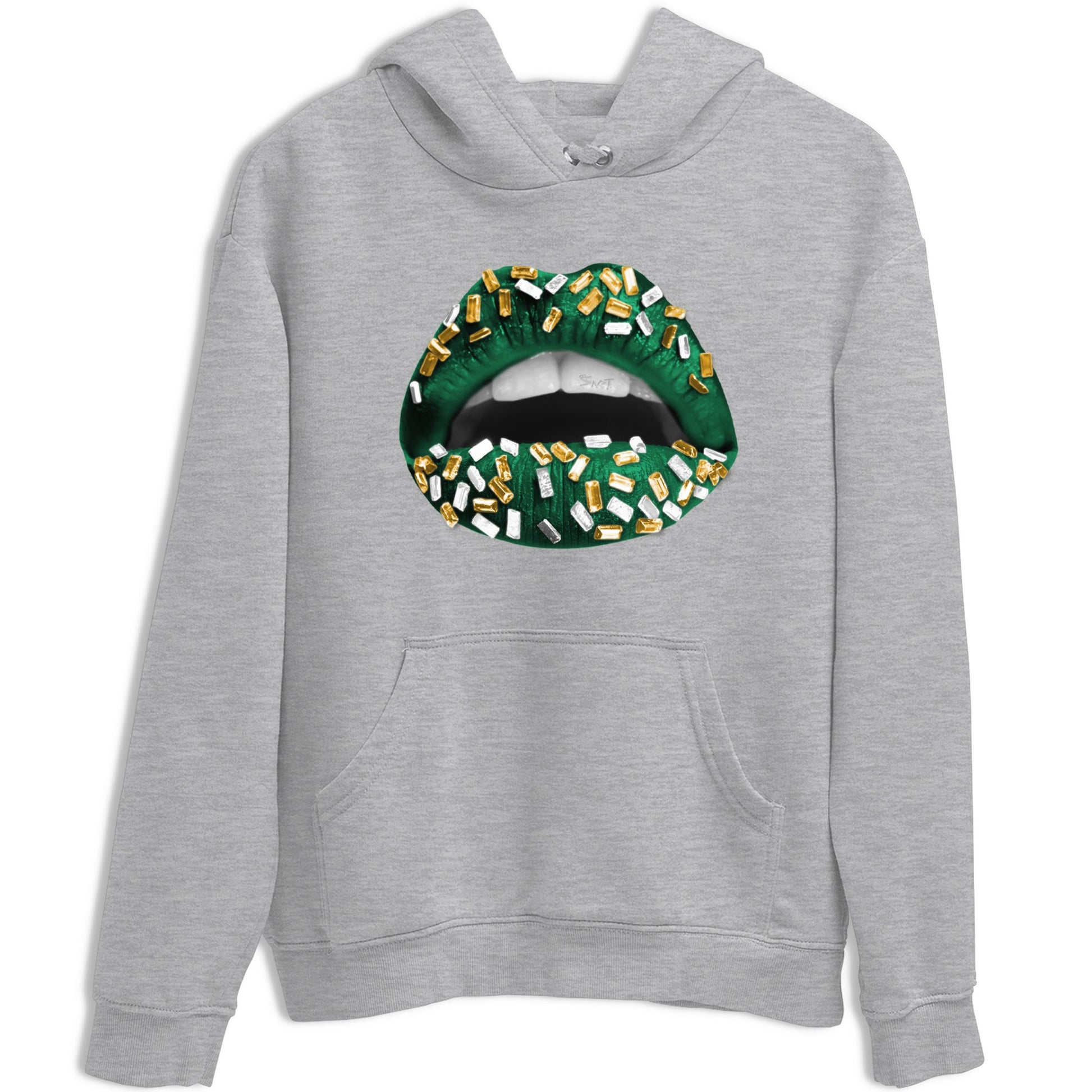 Sneaker Threads – Sneaker Tees To Match Air Jordan 1 Pro Green – Lips Jewel Graphic Tee Heather Grey 2. Perfect for Jordan releases 2025 colorways.