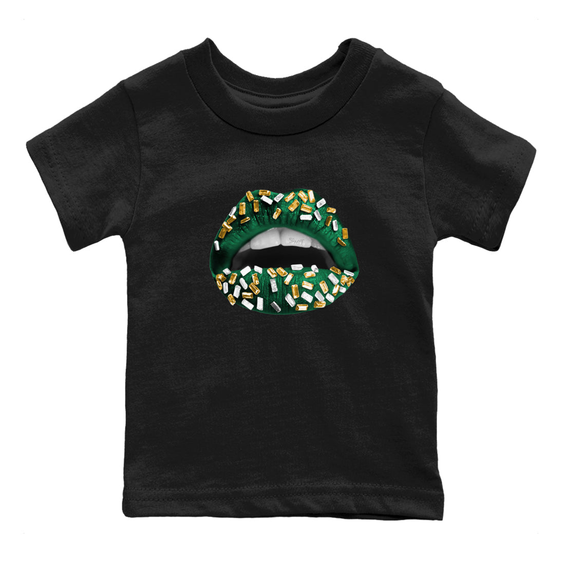 Sneaker Threads – Sneaker Tees To Match Air Jordan 1 Pro Green – Lips Jewel Youth Graphic Tee Black 2. Perfect for Jordan releases 2025 colorways.