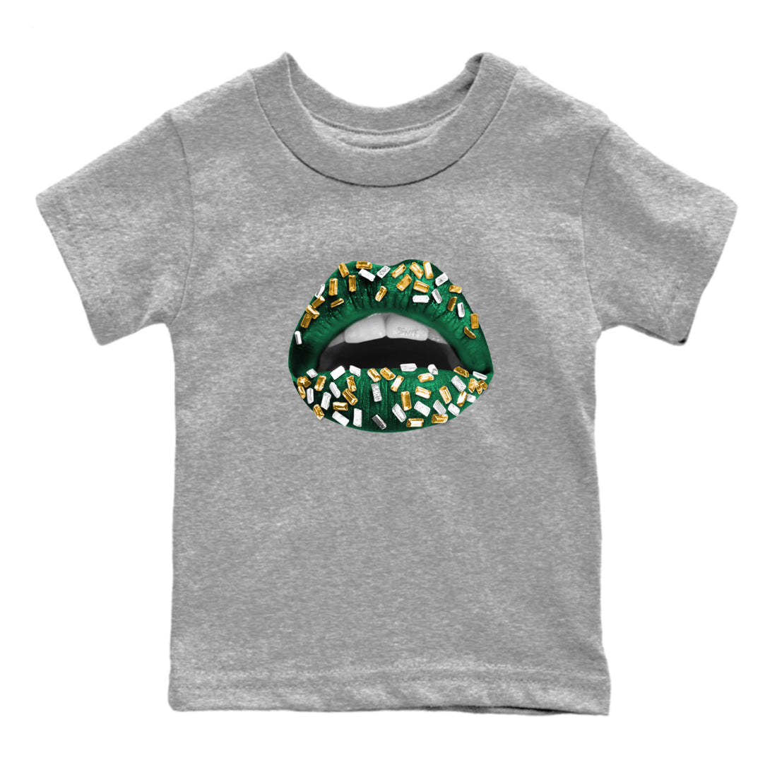 Sneaker Threads – Sneaker Tees To Match Air Jordan 1 Pro Green – Lips Jewel Youth Graphic Tee Heather Grey 2. Perfect for Jordan releases 2025 colorways.