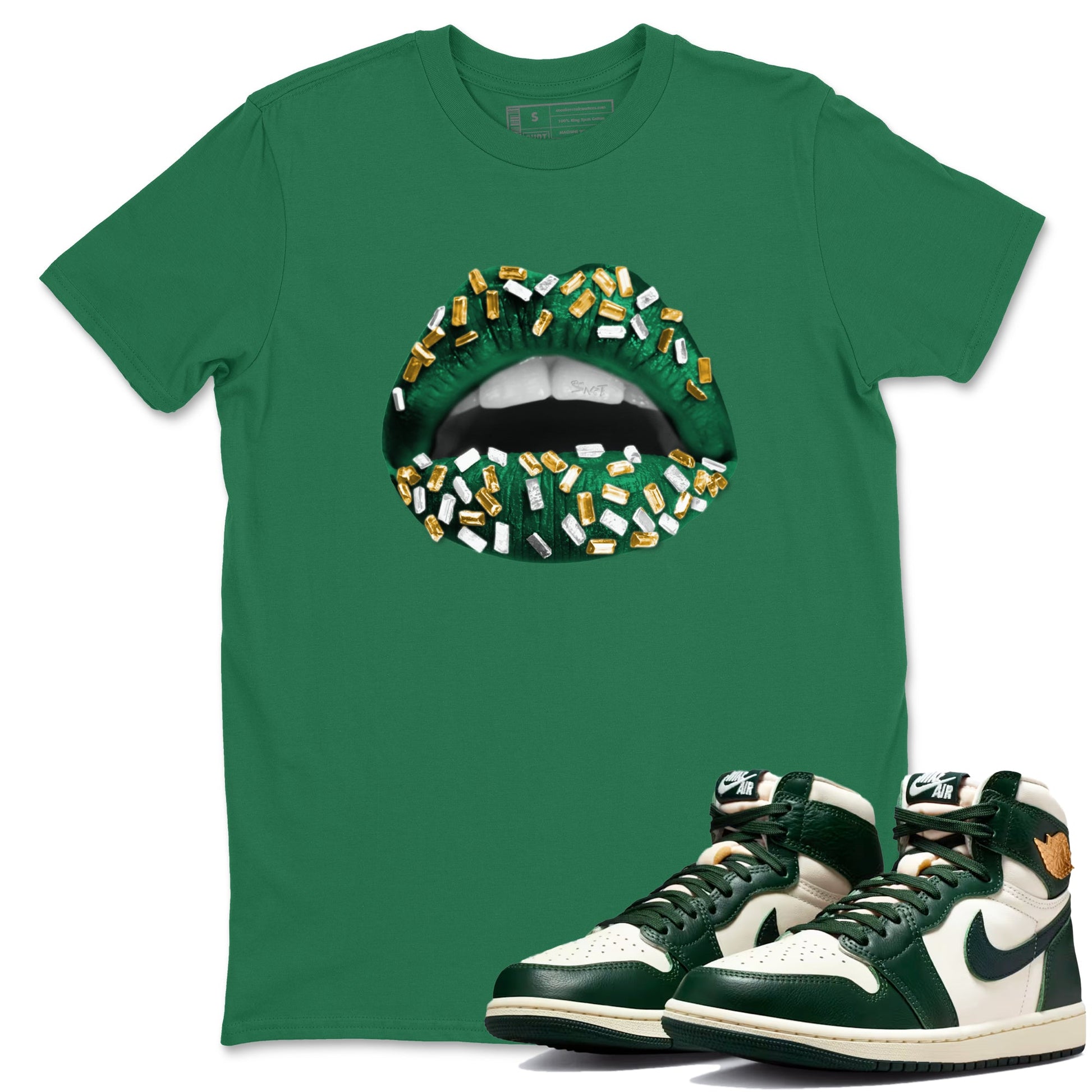 Sneaker Threads – Sneaker Tees To Match Air Jordan 1 Pro Green – Lips Jewel Graphic Tee Kelly Green 1. Perfect for Jordan releases 2025 colorways.