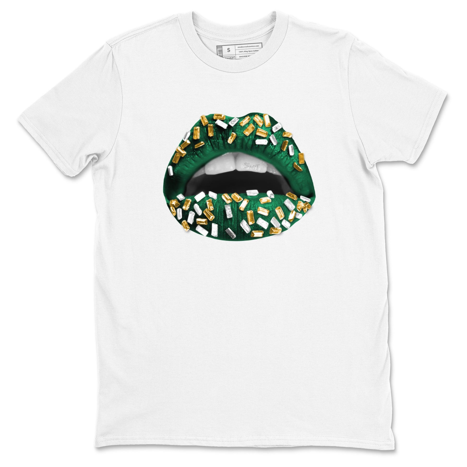 Sneaker Threads – Sneaker Tees To Match Air Jordan 1 Pro Green – Lips Jewel Graphic Tee White 2. Perfect for Jordan releases 2025 colorways.