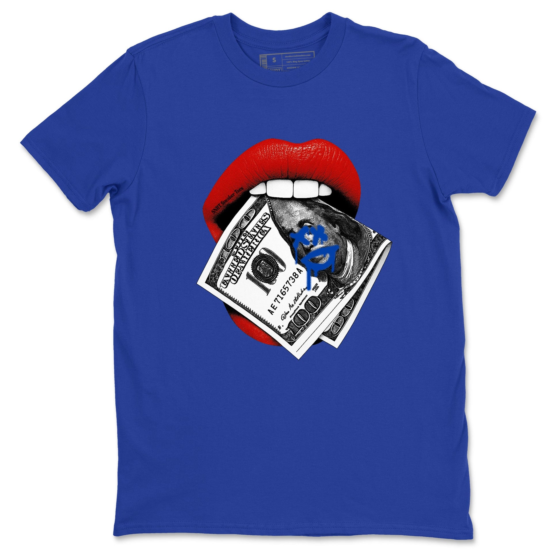 Sneaker match tees – Sneaker Tees To Match Jordan 4 Retro Rare Air Shoes – Lips Money Tee Royal Blue 2