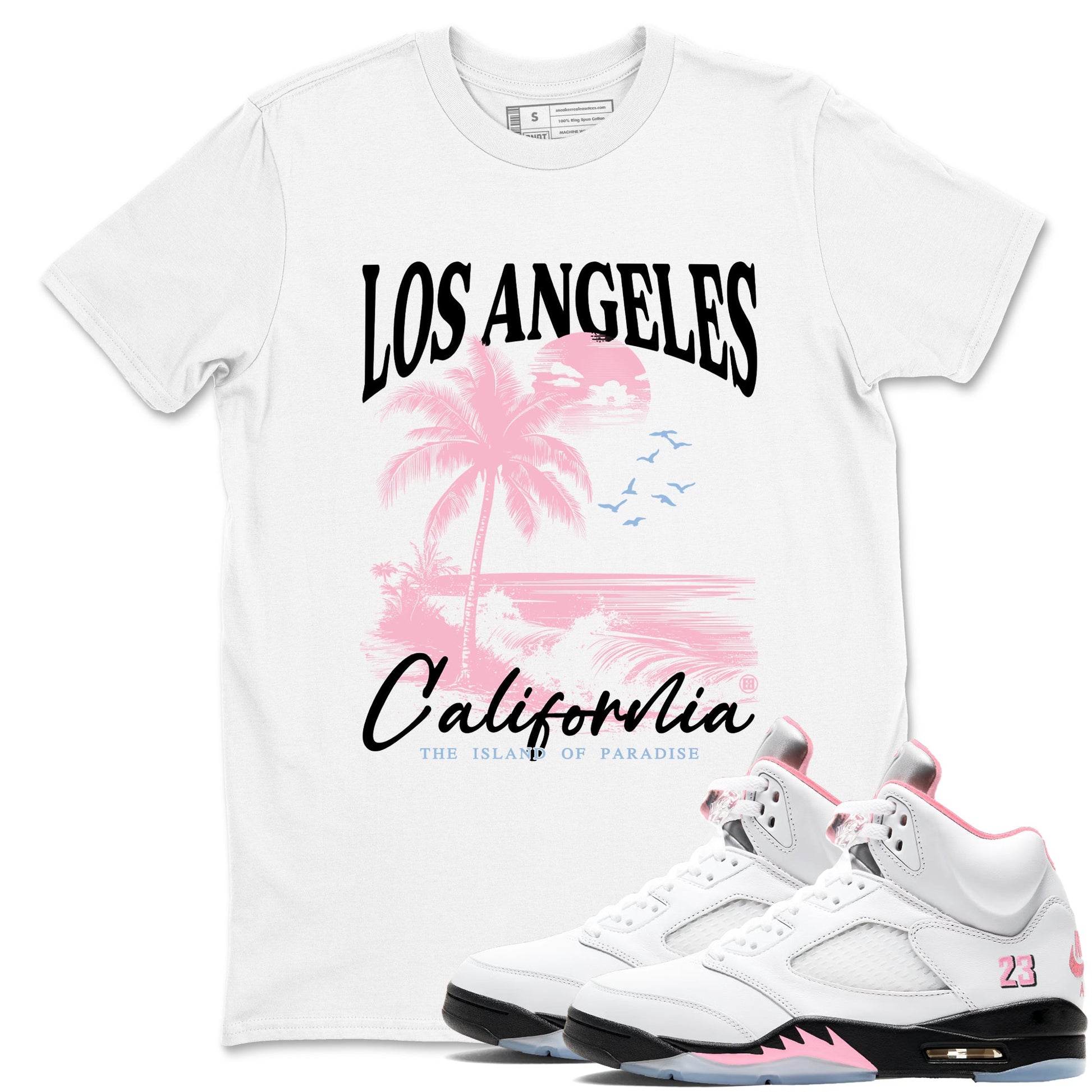 Sneaker match tees – Sneaker Tees To Match Air Jordan 5 35th Anniversary Shoes – Los Angeles California Tee White 1