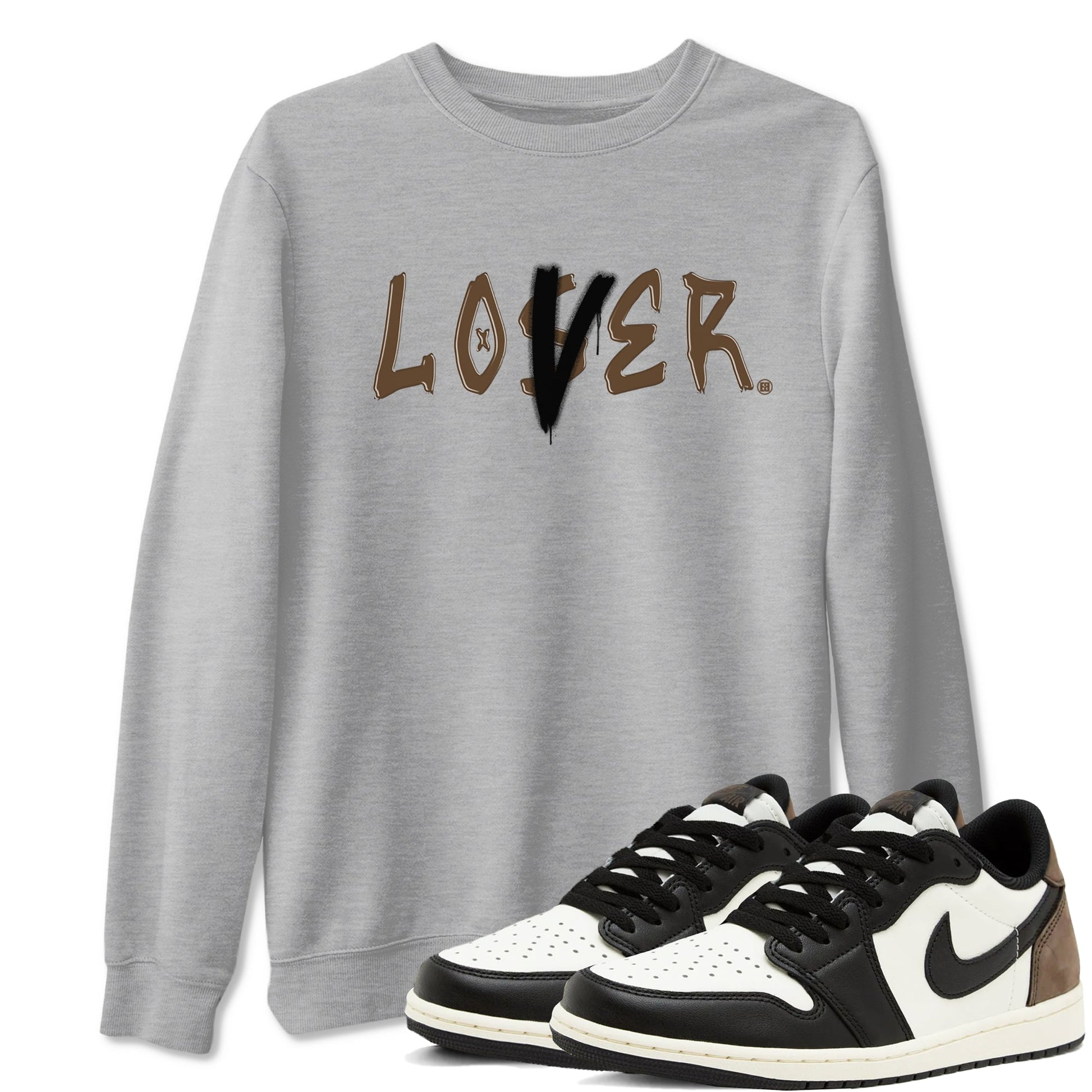 1s Mocha shirts to match jordans Loser Lover sneaker match tees Air Jordan 1 Low Mocha SNRT Sneaker Release Tees unisex cotton Heather Grey 1 crew neck shirts