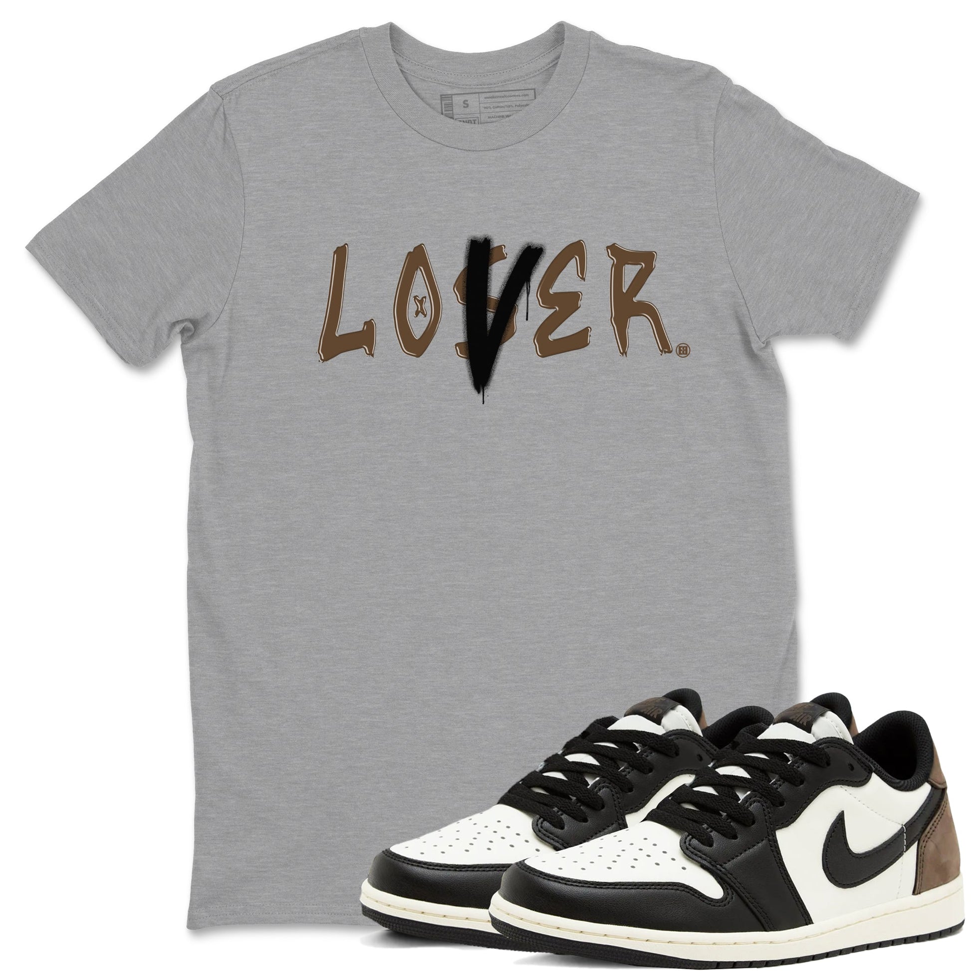 1s Mocha shirts to match jordans Loser Lover sneaker match tees Air Jordan 1 Low Mocha SNRT Sneaker Release Tees unisex cotton Heather Grey 1 crew neck shirts