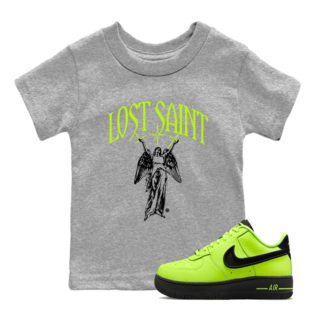 Air Force 1 Volt shirts to match jordans Lost Saint graphic tees Air Force 1 Volt t shirts to match sneakers SNRT Sneaker Tees Youth Baby Heather Grey 1 tee