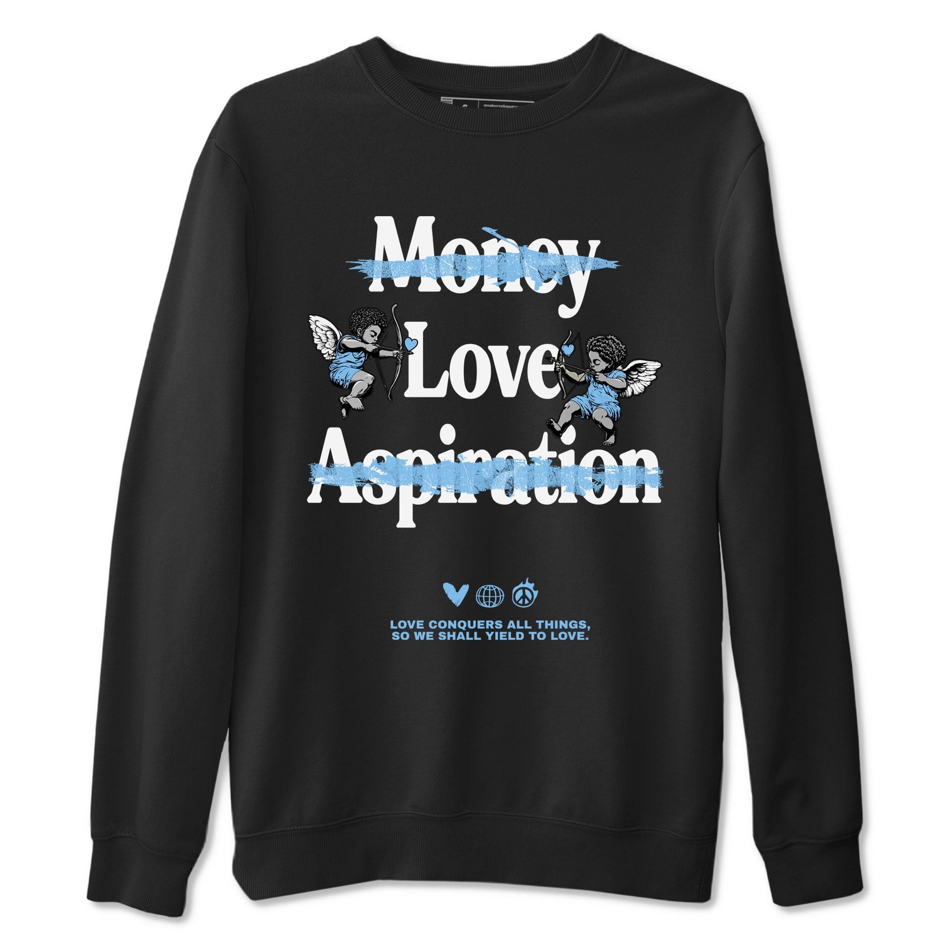 11s Legend Blue shirts to match jordans Love Conquers All Things best t shirts to wear with jordans Air Jordan 11 Retro Legend Blue match shoes to clothes SNRT Sneaker Tees unisex cotton Black 2 shirts