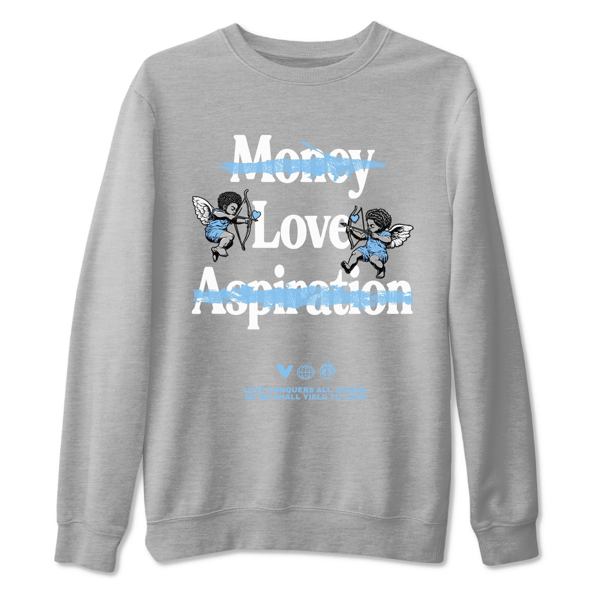 11s Legend Blue shirts to match jordans Love Conquers All Things best t shirts to wear with jordans Air Jordan 11 Retro Legend Blue match shoes to clothes SNRT Sneaker Tees unisex cotton Heather Grey 2 shirts