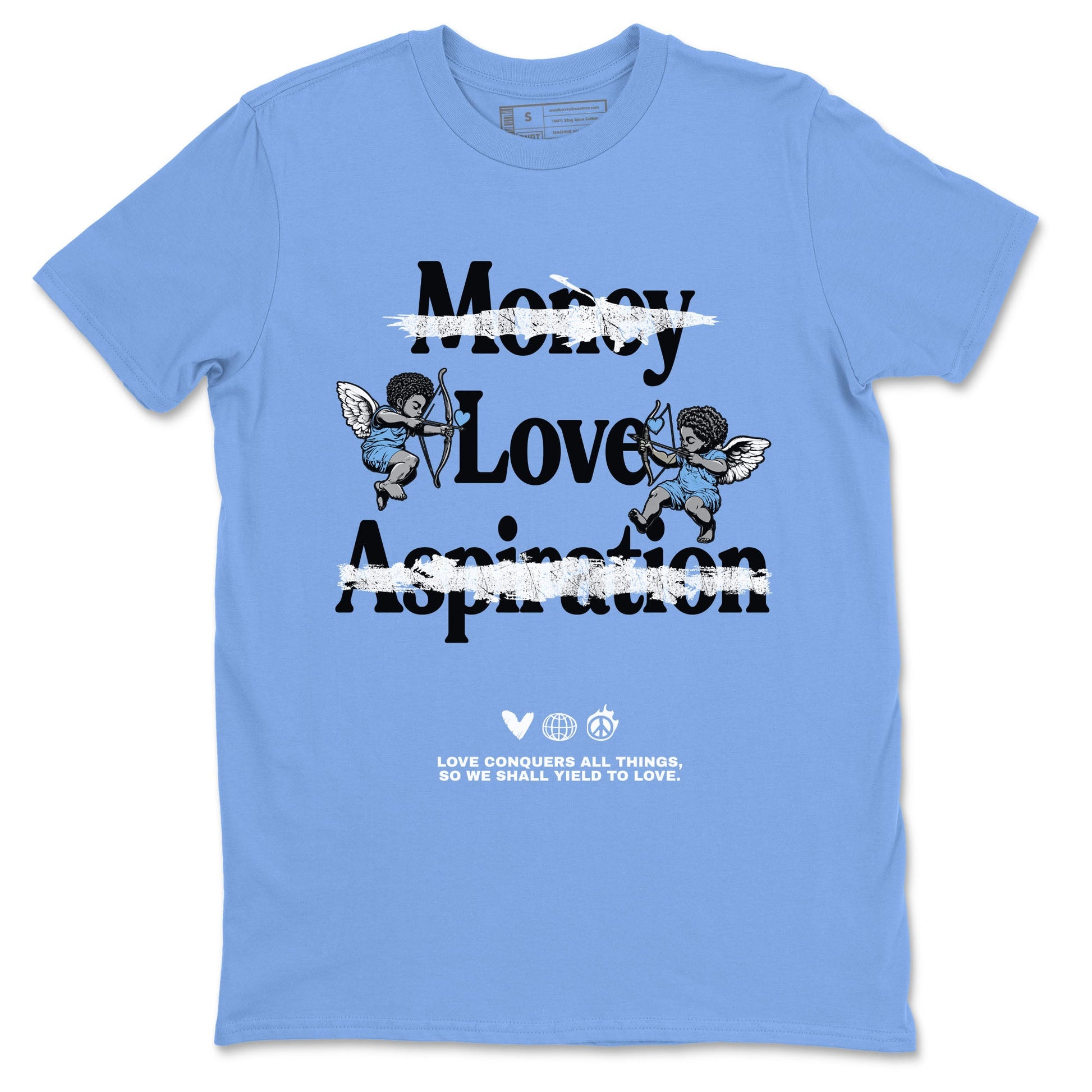 11s Legend Blue shirts to match jordans Love Conquers All Things best t shirts to wear with jordans Air Jordan 11 Retro Legend Blue match shoes to clothes SNRT Sneaker Tees unisex cotton Carolina Blue 2 shirts