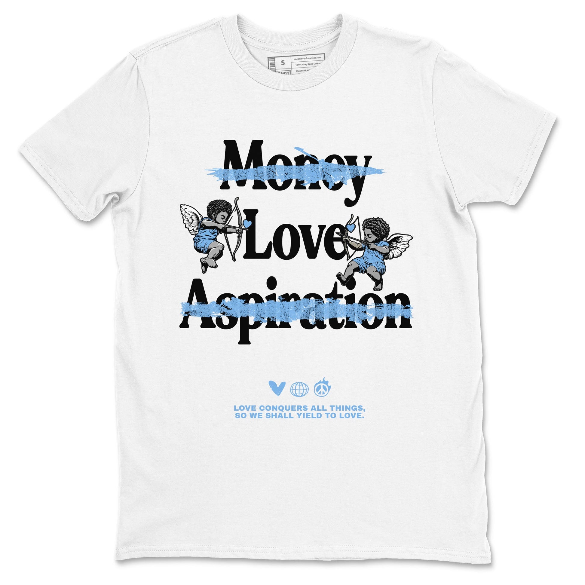11s Legend Blue shirts to match jordans Love Conquers All Things best t shirts to wear with jordans Air Jordan 11 Retro Legend Blue match shoes to clothes SNRT Sneaker Tees unisex cotton White 2 shirts
