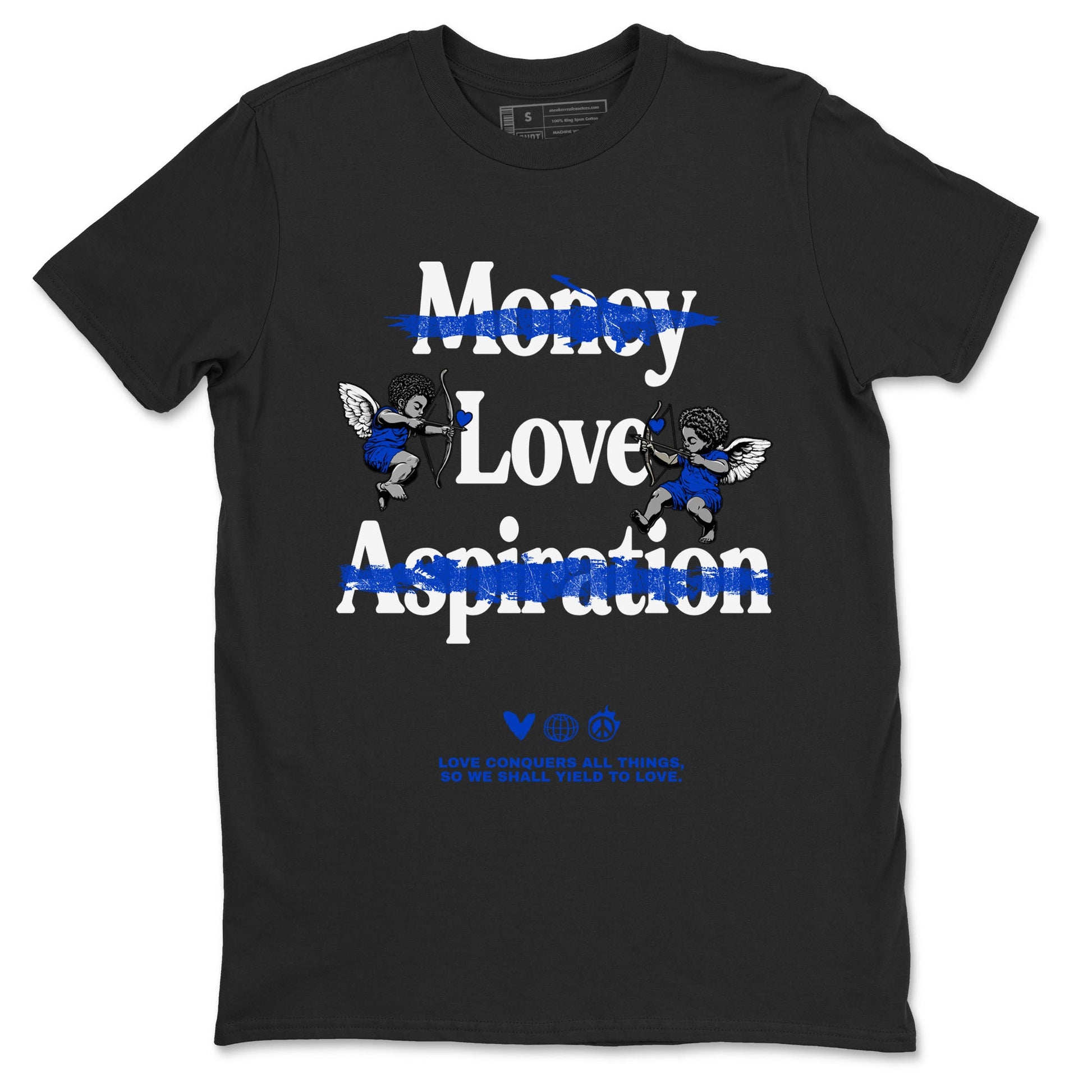 12s Blueberry shirts to match jordans Love Conquers All Things best t shirts to wear with jordans Air Jordan 12 Retro Blueberry match shoes to clothes SNRT Sneaker Tees unisex cotton Black 2 shirts