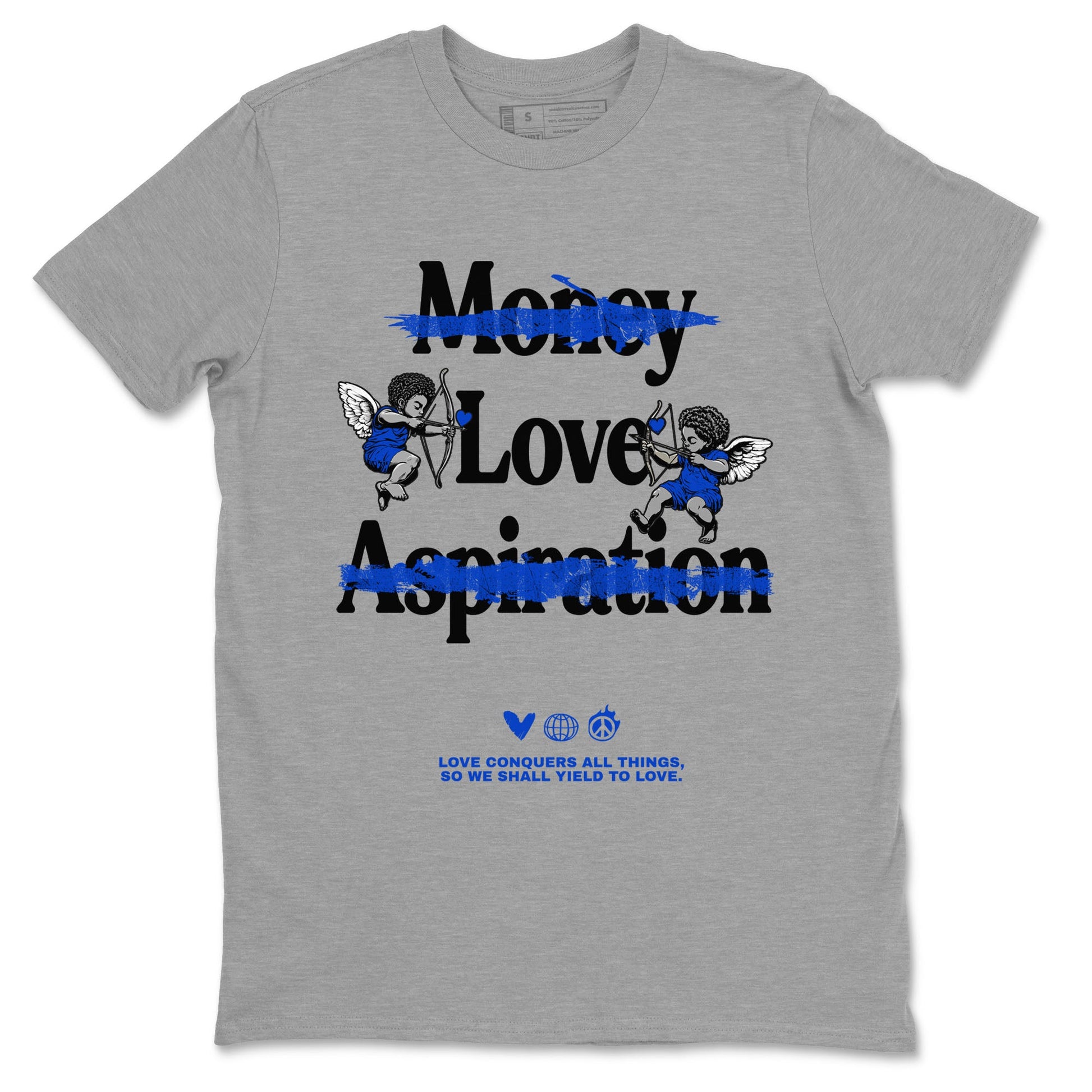 12s Blueberry shirts to match jordans Love Conquers All Things best t shirts to wear with jordans Air Jordan 12 Retro Blueberry match shoes to clothes SNRT Sneaker Tees unisex cotton Heather Grey 2 shirts