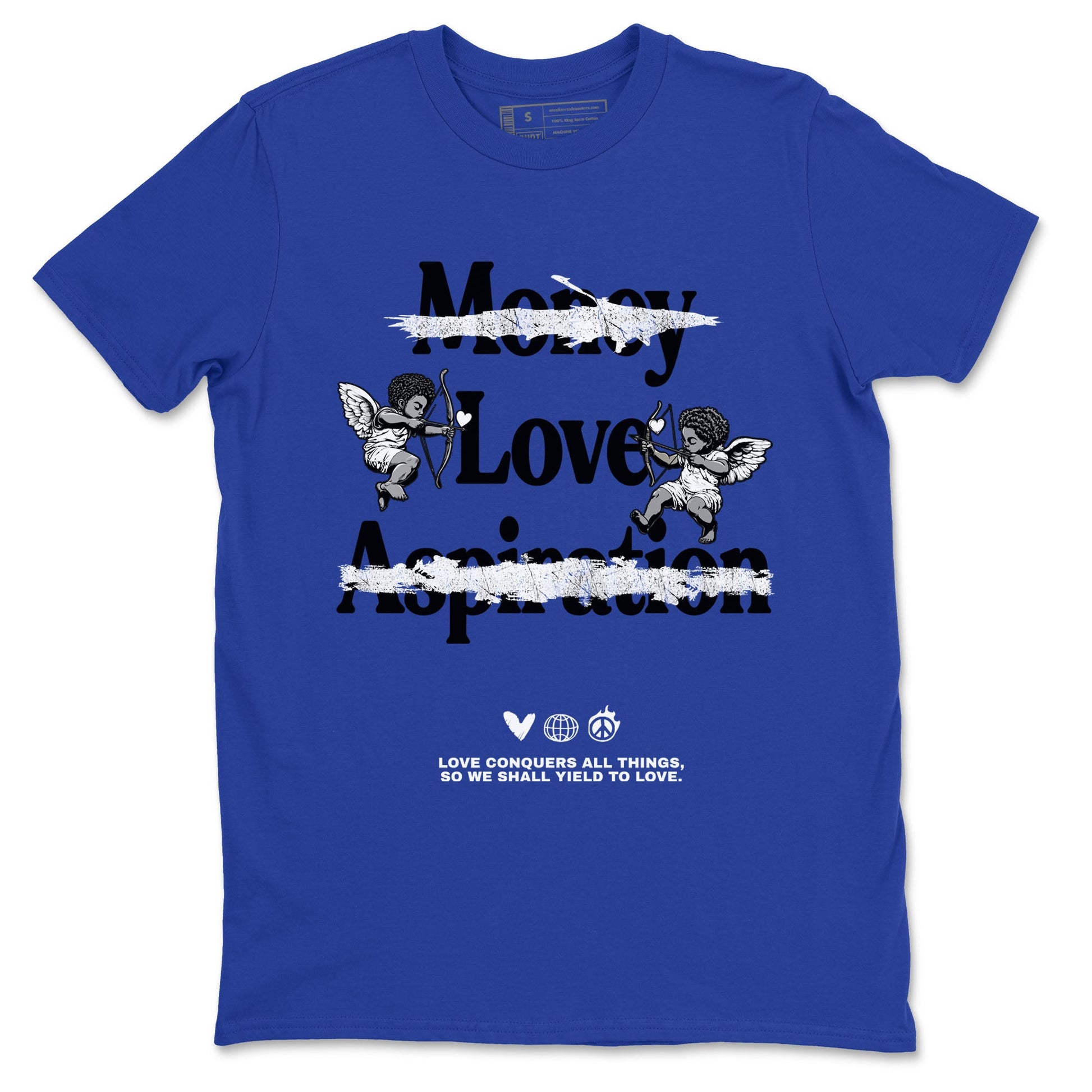 12s Blueberry shirts to match jordans Love Conquers All Things best t shirts to wear with jordans Air Jordan 12 Retro Blueberry match shoes to clothes SNRT Sneaker Tees unisex cotton Royal Blue 2 shirts