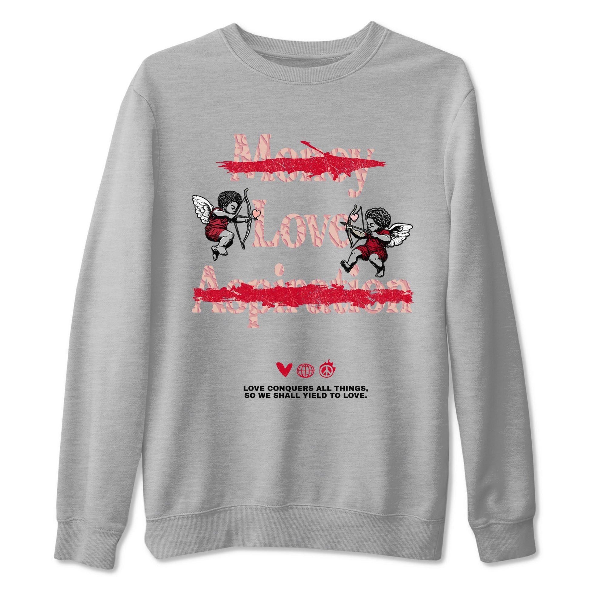 3s Valentines Day shirts to match jordans Love Conquers All Things best t shirts to wear with jordans Air Jordan 3 Valentines Day match shoes to clothes SNRT Sneaker Tees unisex cotton Heather Grey 2 shirts