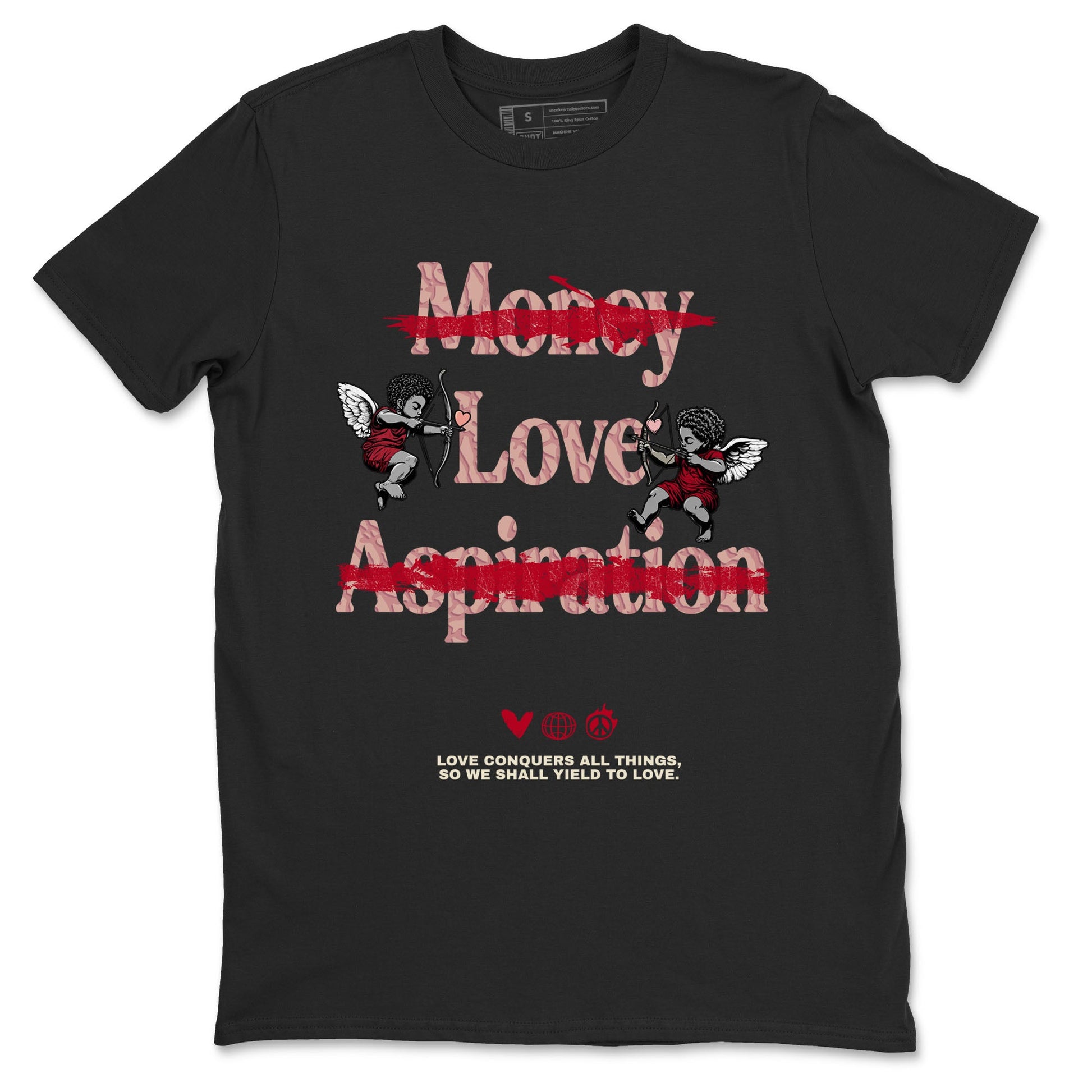 3s Valentines Day shirts to match jordans Love Conquers All Things best t shirts to wear with jordans Air Jordan 3 Valentines Day match shoes to clothes SNRT Sneaker Tees unisex cotton Black 2 shirts