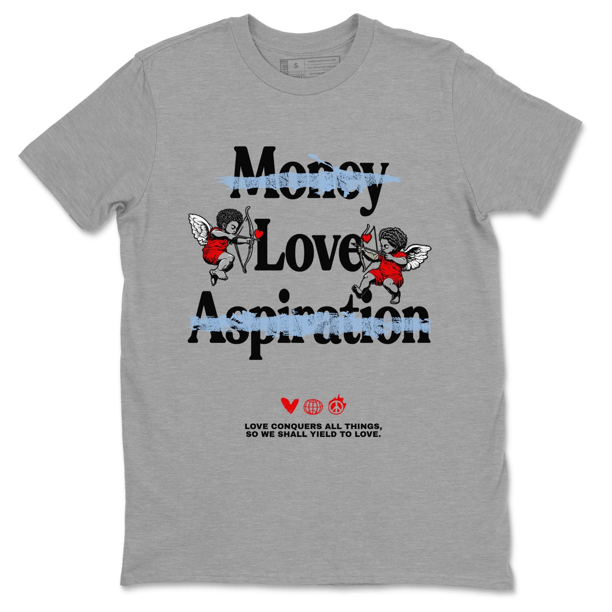 AJ5 Reimagined shirts to match jordans Love Conquers All Things best t shirts to wear with jordans Air Jordan 5 Retro OG Reimagined match shoes to clothes SNRT Sneaker Tees unisex cotton Heather Grey 2 shirts