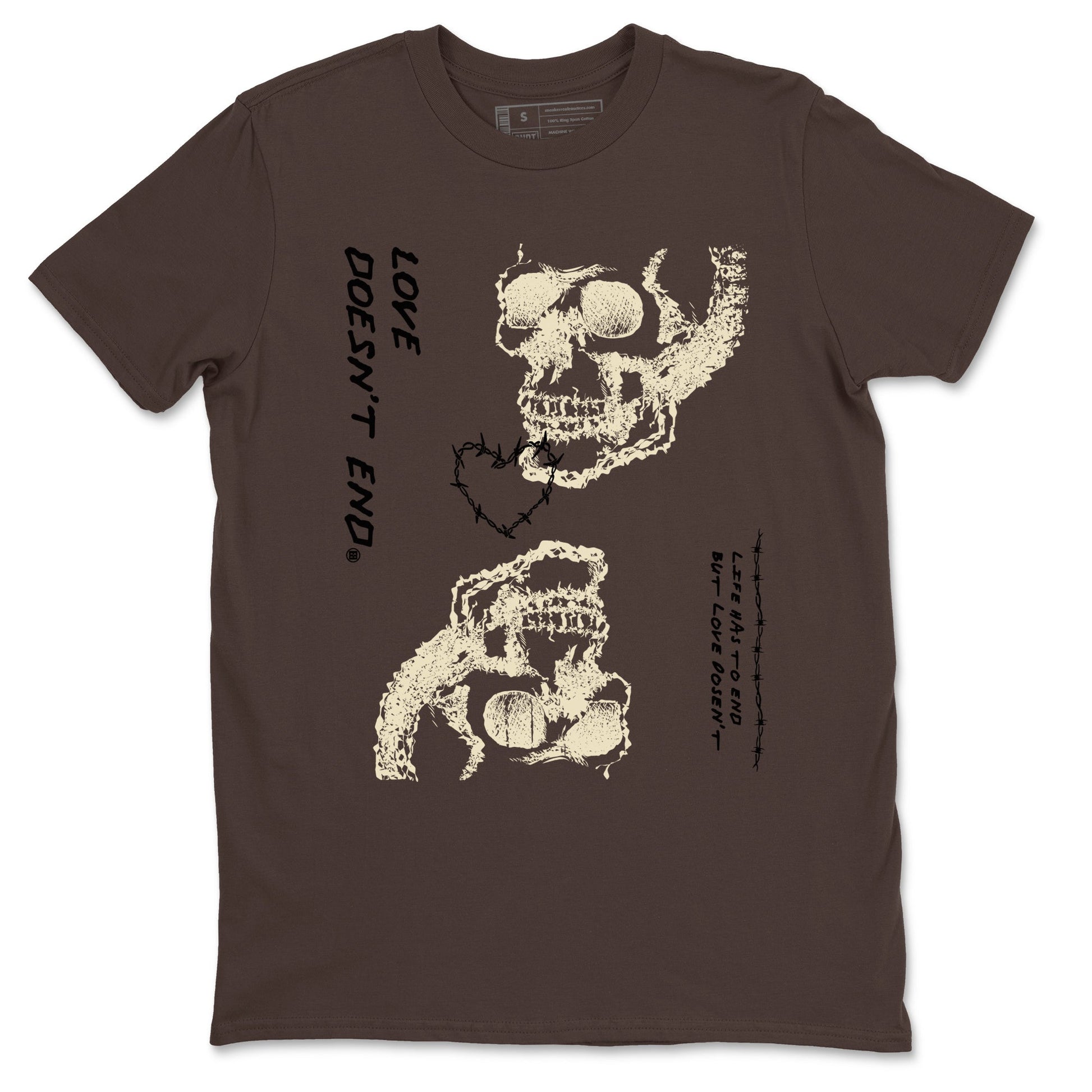 1s Mocha shirts to match jordans Love Doesn't End sneaker match tees Air Jordan 1 Low Mocha SNRT Sneaker Release Tees unisex cotton Dark Chocolate 2 crew neck shirts