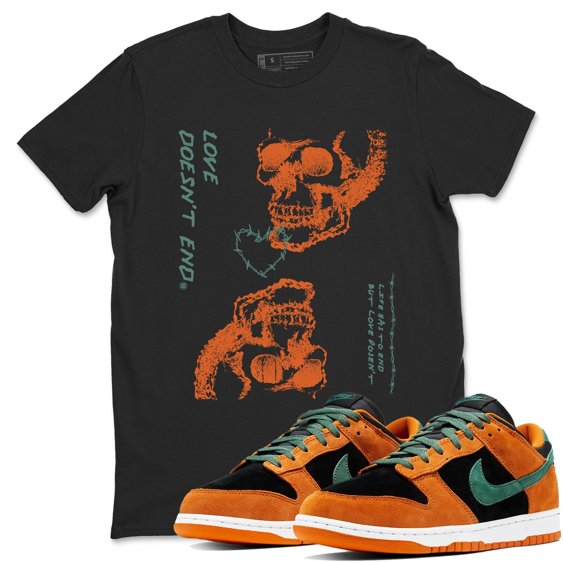 Dunk Low Ceramic shirts to match jordans Love Doesn't End sneaker match tees Dunk Ceramic match shoes to clothes SNRT Sneaker Tees unisex cotton Black 1 shirts