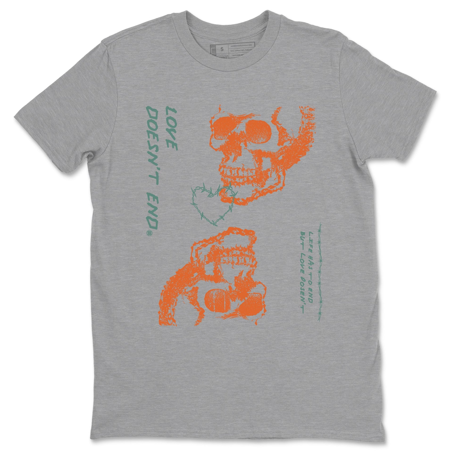 Dunk Low Ceramic shirts to match jordans Love Doesn't End sneaker match tees Dunk Ceramic match shoes to clothes SNRT Sneaker Tees unisex cotton Heather Grey 2 shirts