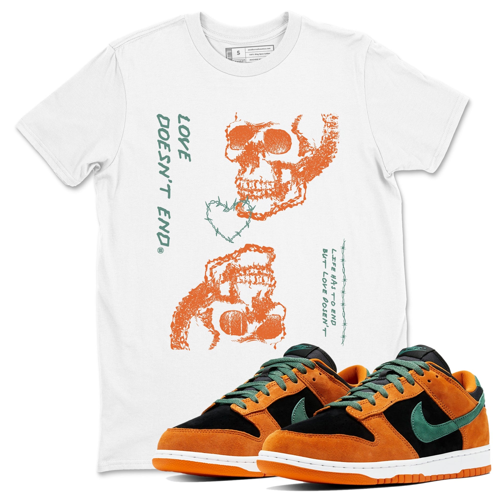 Dunk Low Ceramic shirts to match jordans Love Doesn't End sneaker match tees Dunk Ceramic match shoes to clothes SNRT Sneaker Tees unisex cotton White 1 shirts