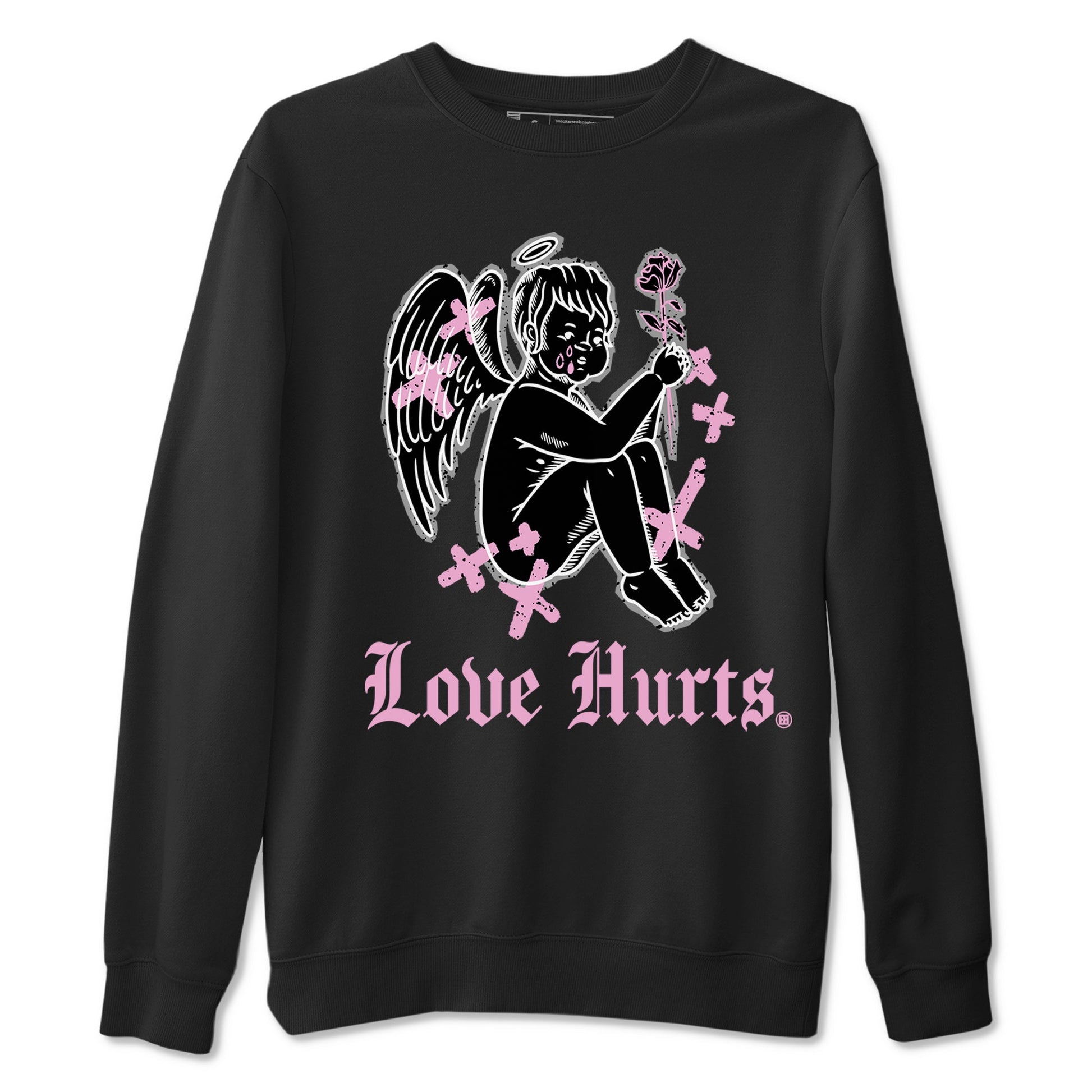 4s Retro Orchid shirts to match jordans Love Hurts sneaker match tees Air Jordan 4 WMNS Orchid match shoes to clothes SNRT Sneaker Tees unisex cotton Black 2 shirts