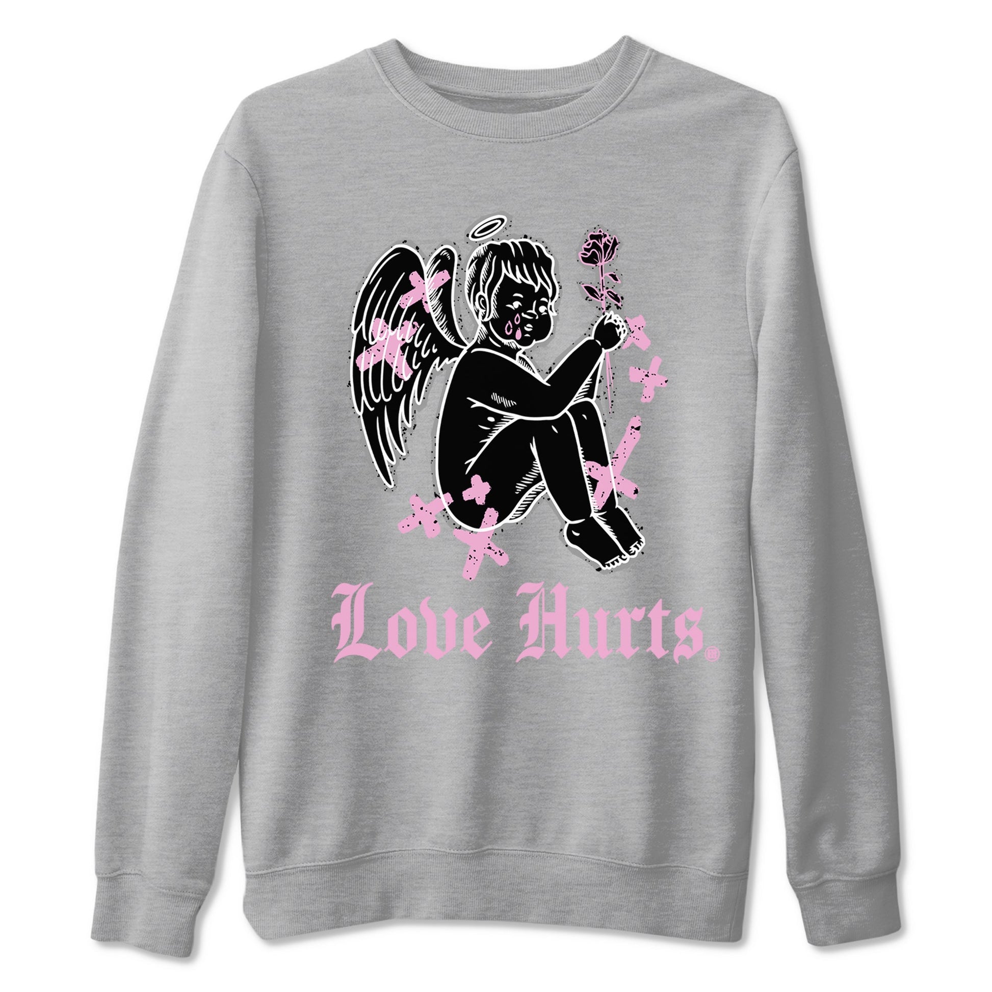4s Retro Orchid shirts to match jordans Love Hurts sneaker match tees Air Jordan 4 WMNS Orchid match shoes to clothes SNRT Sneaker Tees unisex cotton Heather Grey 2 shirts