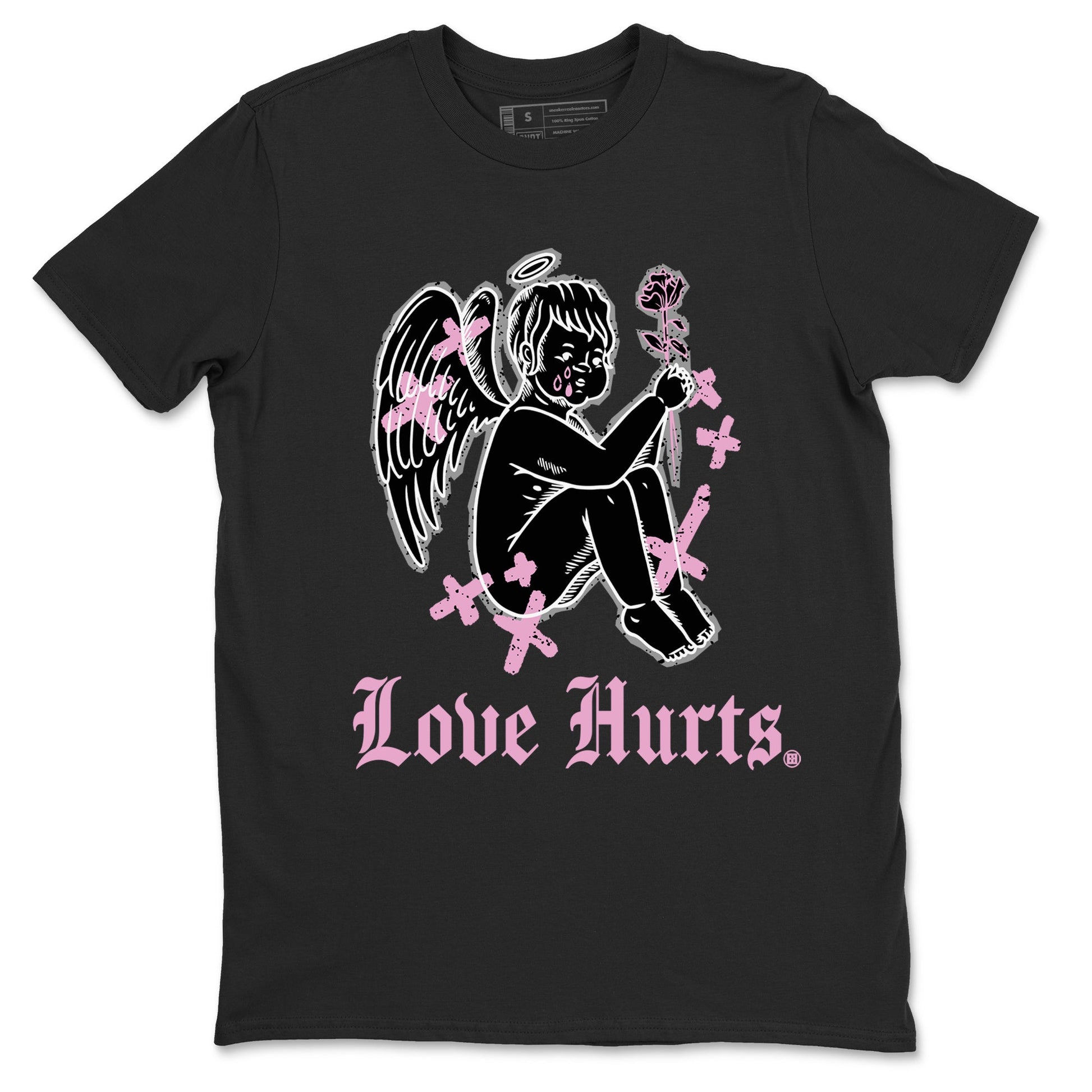 4s Retro Orchid shirts to match jordans Love Hurts sneaker match tees Air Jordan 4 WMNS Orchid match shoes to clothes SNRT Sneaker Tees unisex cotton Black 2 shirts