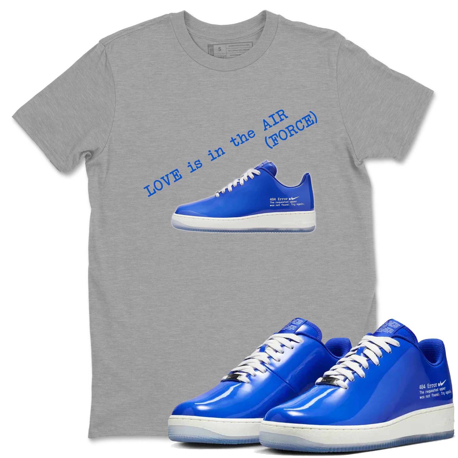 Air Force 1 404 Error shirt to match jordans Love Is In The Air sneaker tees Air Force 1 404 Error SNRT Sneaker Release Tees unisex cotton Heather Grey 1 crew neck shirt