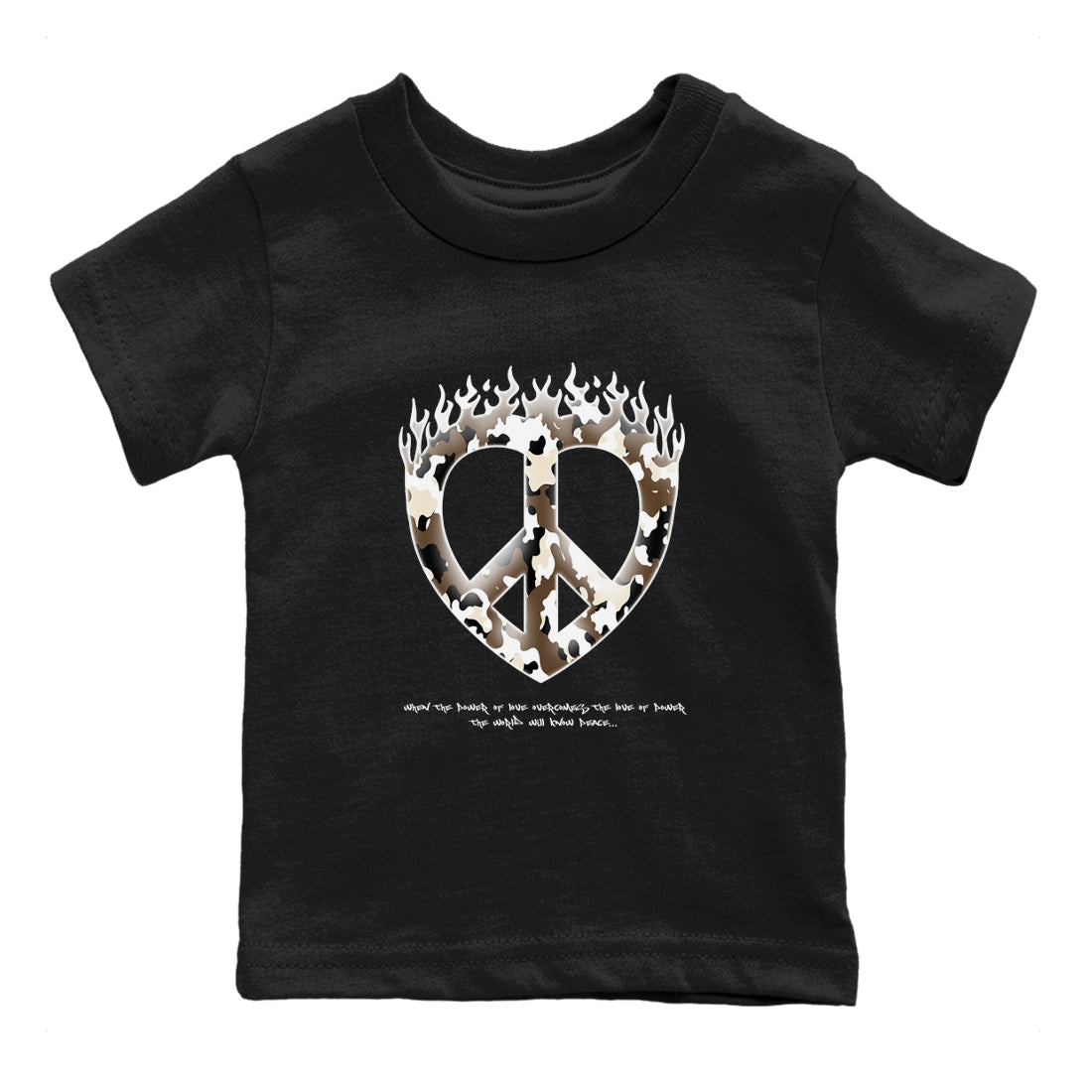 1s Low OG Mocha shirts to match jordans Love Peace sneaker match tees Air Jordan 1 Mocha match shoes to clothes SNRT Sneaker Tees Youth Baby Black 2 tee