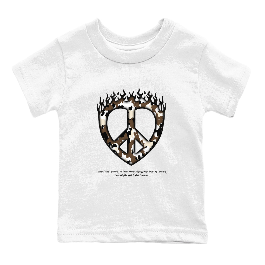 1s Low OG Mocha shirts to match jordans Love Peace sneaker match tees Air Jordan 1 Mocha match shoes to clothes SNRT Sneaker Tees Youth Baby White 2 tee