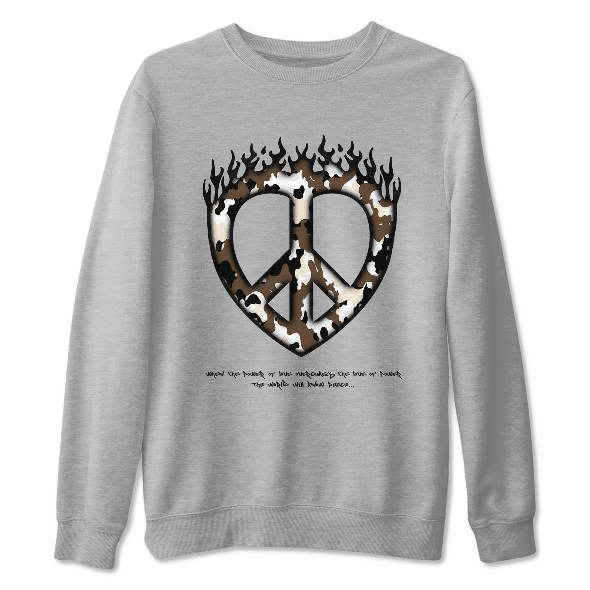1s Low OG Mocha shirts to match jordans Love Peace sneaker match tees Air Jordan 1 Mocha match shoes to clothes SNRT Sneaker Tees unisex cotton Heather Grey 2 shirts