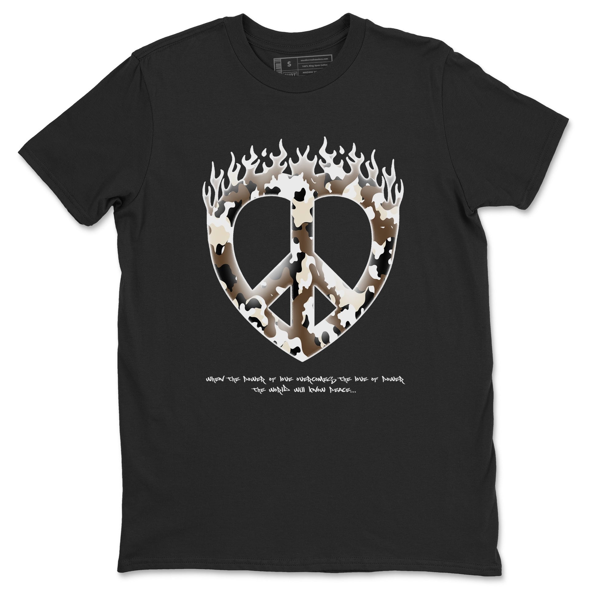 1s Low OG Mocha shirts to match jordans Love Peace sneaker match tees Air Jordan 1 Mocha match shoes to clothes SNRT Sneaker Tees unisex cotton Black 2 shirts