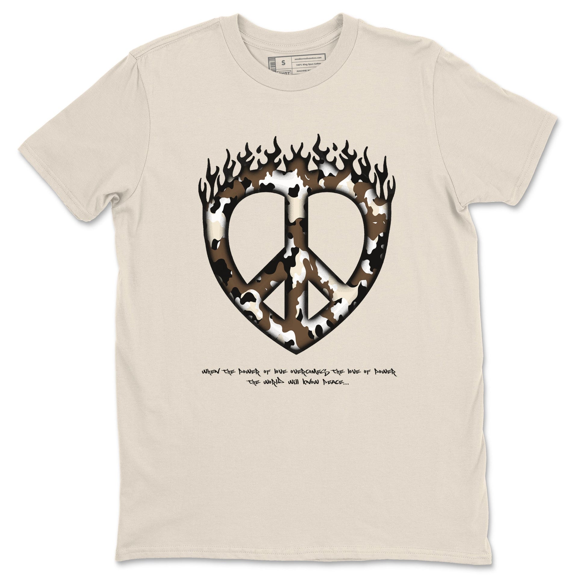 1s Low OG Mocha shirts to match jordans Love Peace sneaker match tees Air Jordan 1 Mocha match shoes to clothes SNRT Sneaker Tees unisex cotton Natural 2 shirts