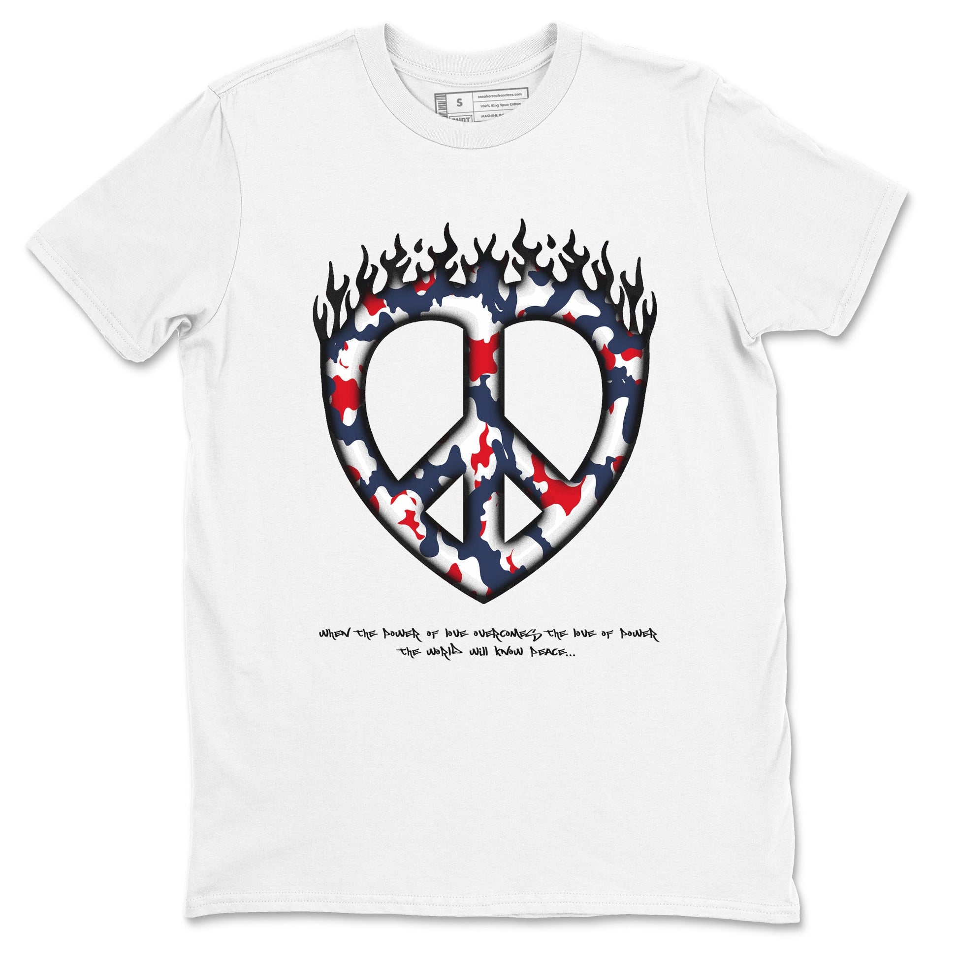 6s White And Midnight Navy shirts to match jordans Love Peace sneaker match tees Air Jordan 6 White And Midnight Navy SNRT Sneaker Release Tees unisex cotton White 2 crew neck shirts