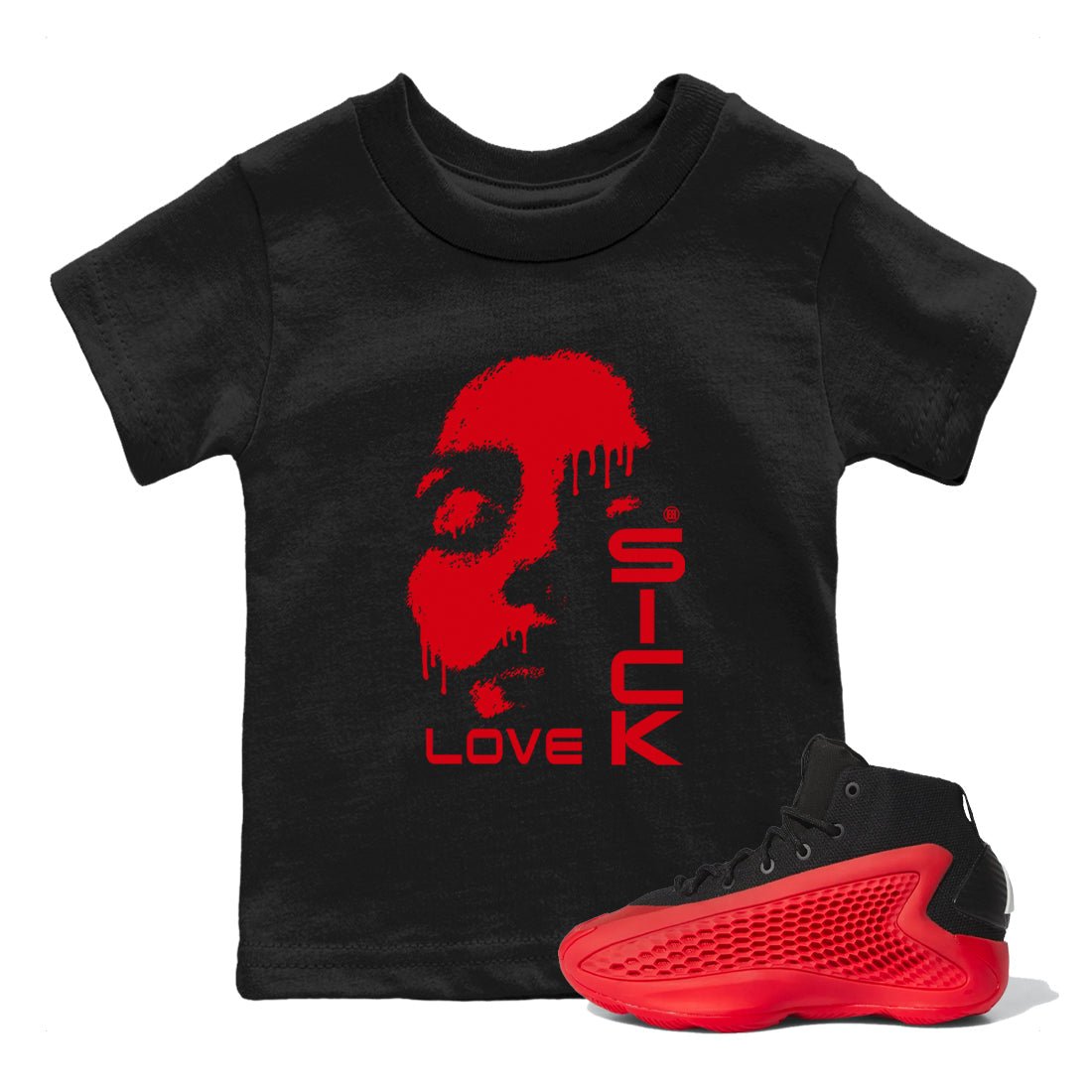 AE 1 Bred shirts to match jordans Love Sick sneaker match tees AE 1 Bred match shoes to clothes SNRT Sneaker Tees Youth Baby Black 1 tee
