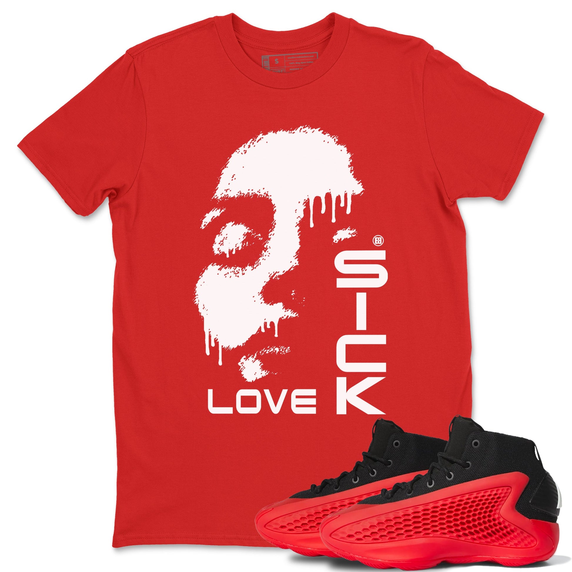 AE 1 Bred shirts to match jordans Love Sick sneaker match tees AE 1 Bred match shoes to clothes SNRT Sneaker Tees unisex cotton Red 1 shirts