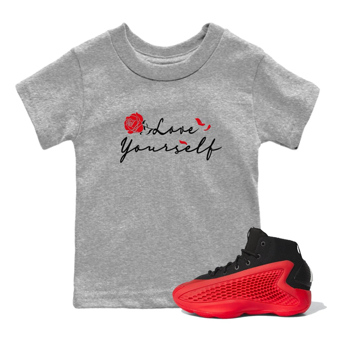 AE 1 Bred shirts to match jordans Love Yourself sneaker match tees AE 1 Bred match shoes to clothes SNRT Sneaker Tees Youth Baby Heather Grey 1 tee