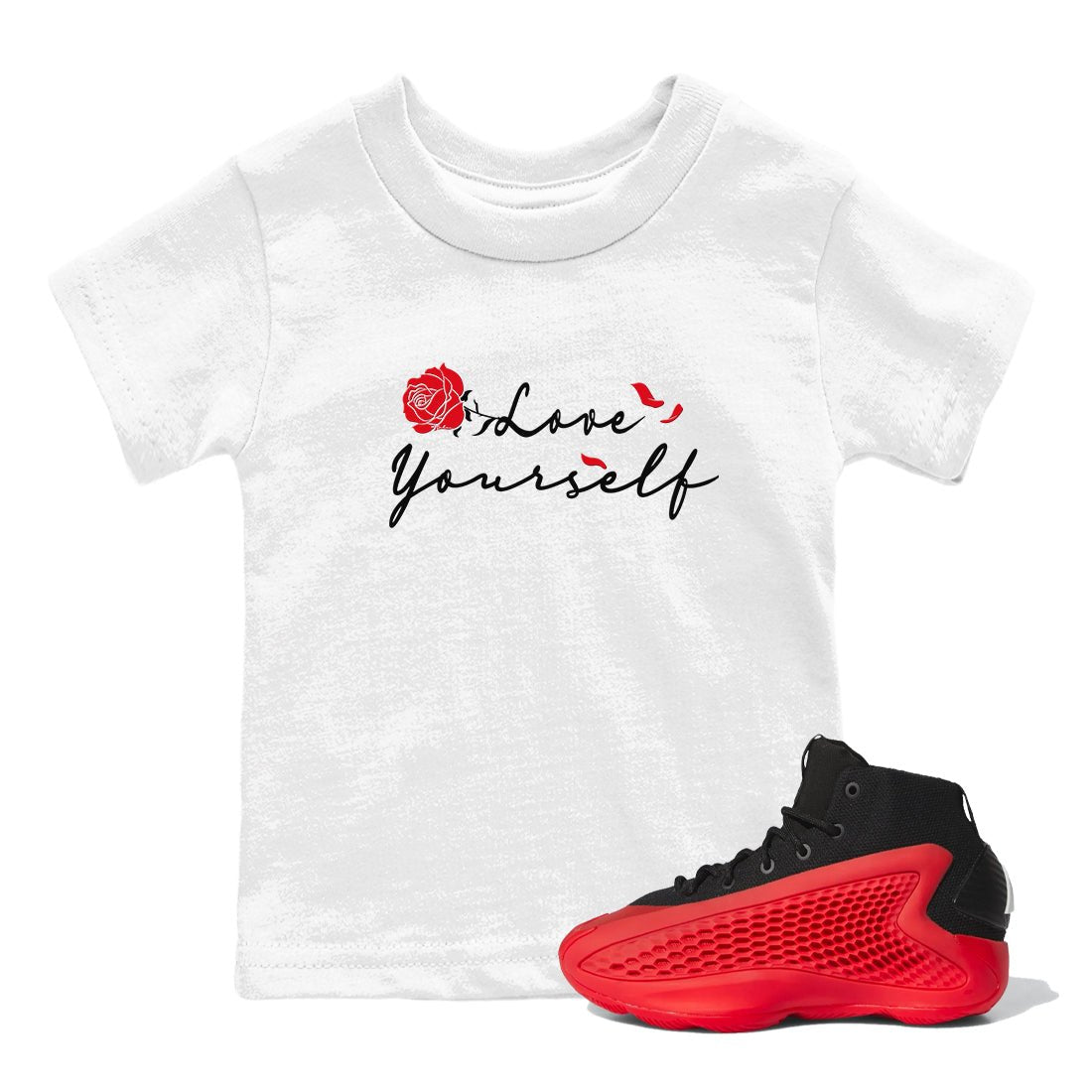 AE 1 Bred shirts to match jordans Love Yourself sneaker match tees AE 1 Bred match shoes to clothes SNRT Sneaker Tees Youth Baby White 1 tee