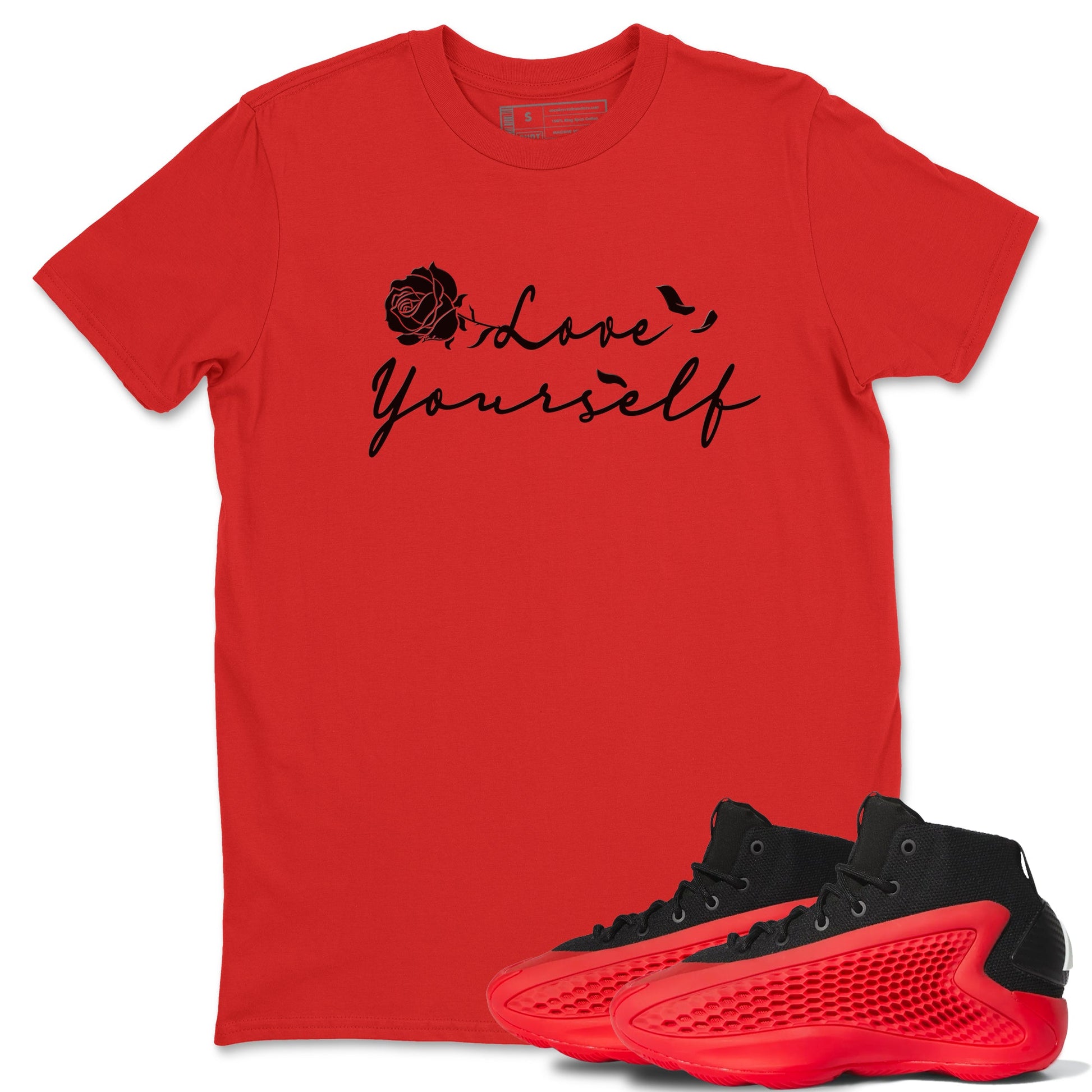 AE 1 Bred shirts to match jordans Love Yourself sneaker match tees AE 1 Bred match shoes to clothes SNRT Sneaker Tees unisex cotton Red 1 shirts
